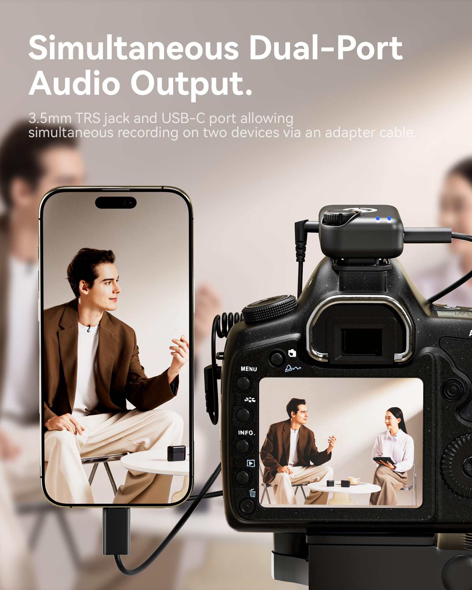 Hollyland Lark M2S Wireless Lavalier Microphone (Camera RX+USB-C RX+Lightning Cable) for iPhone/Camera/Android/Computer, Titanium Clip with Noise Cancellation, 30H Battery, Vlogging, Interviews and Content Creation