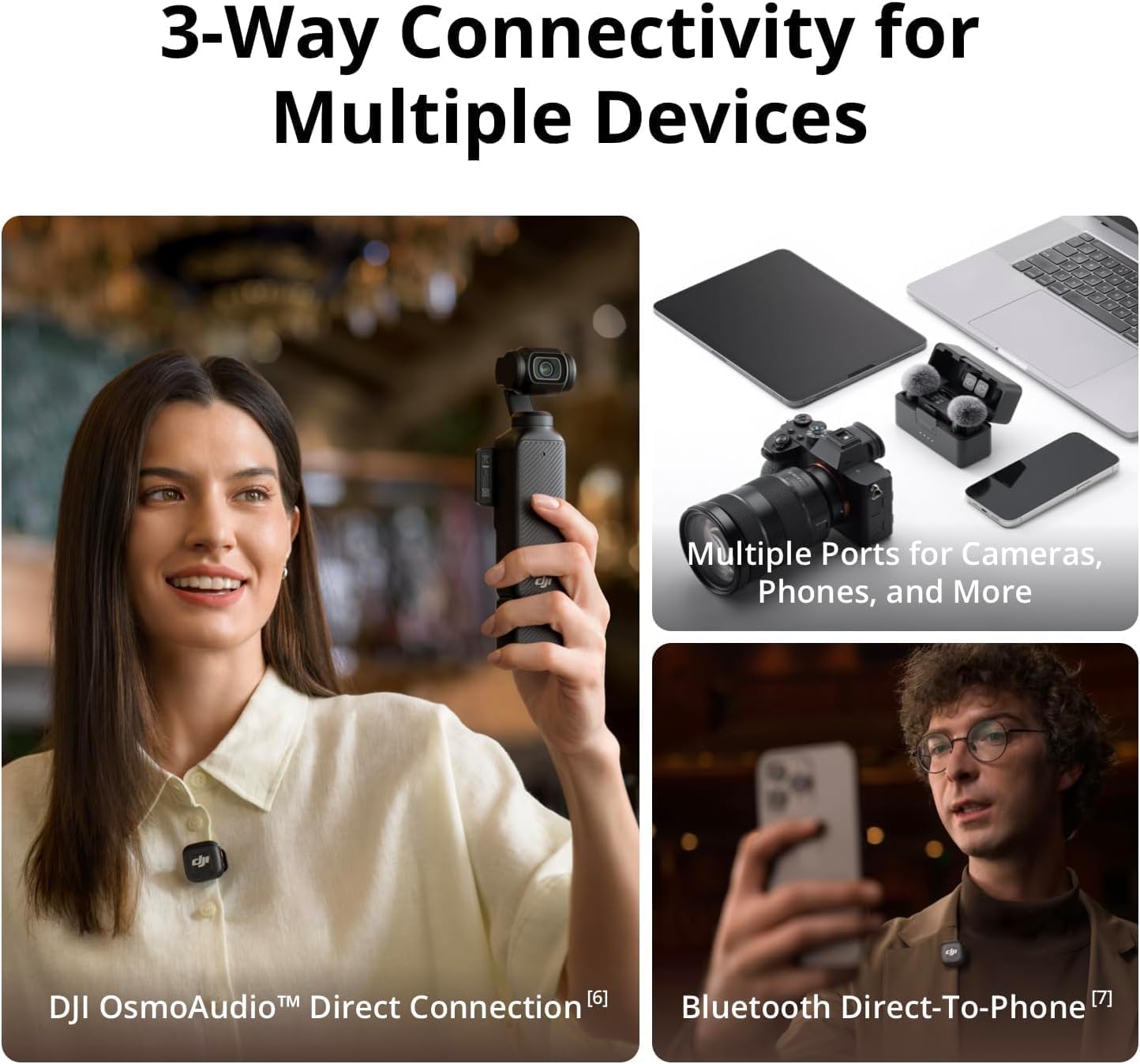 DJI Mic 3 (2 TX + 1 RX + Charging Case), Wireless Microphone for iPhone/Camera/Android, Adaptive Gain Control Balanced Volume, Dual Band Anti-Interference, 28h Use, UAE Version