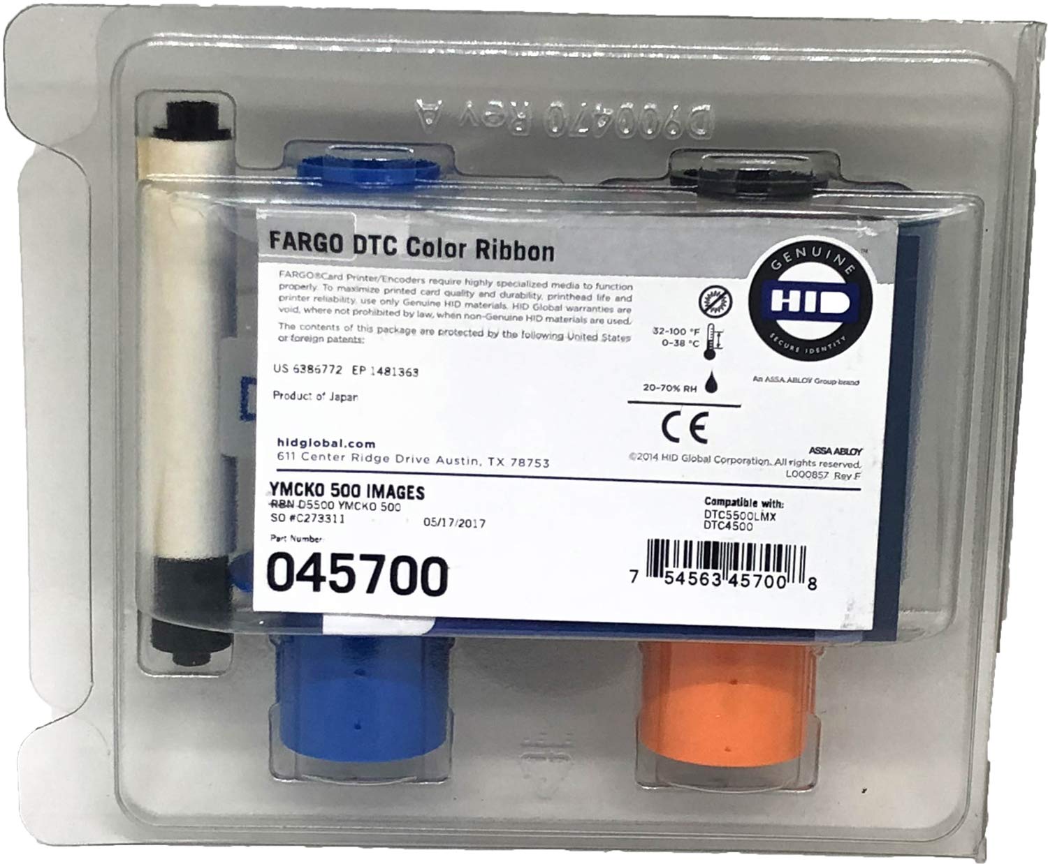 The Nekid Cow Fargo 45700 Color Ribbon (YMCKO), 500 Images, DTC5500LMX