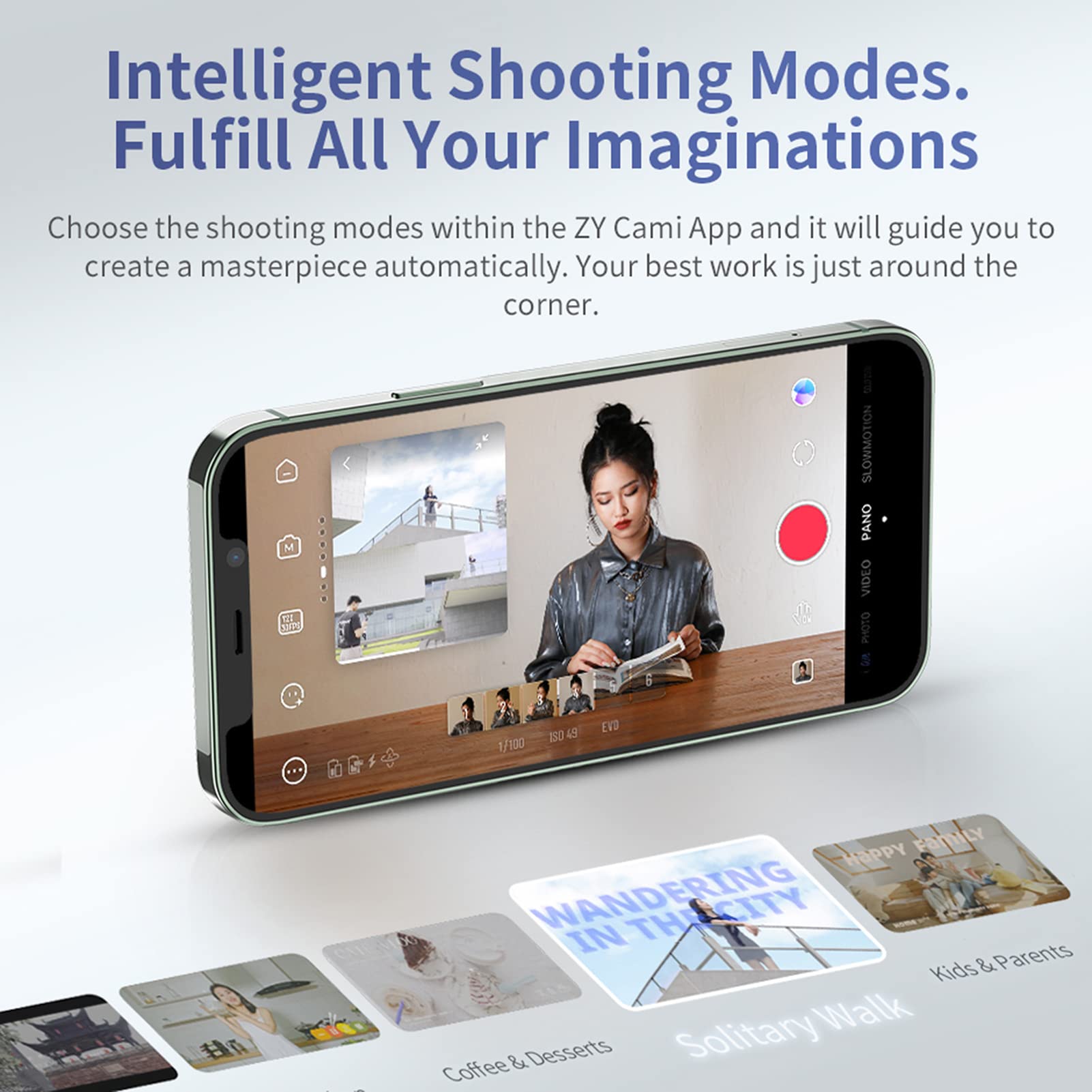 chelse Smooth-Q4 Combo Handheld 3-Axis Gimbal Stabilizer For Smartphone Portable Phone Vlog Gimbal Built-In 215Mm Extendable Rod Max. 280G Payload Supports Gesture Control Various Modes With Mini