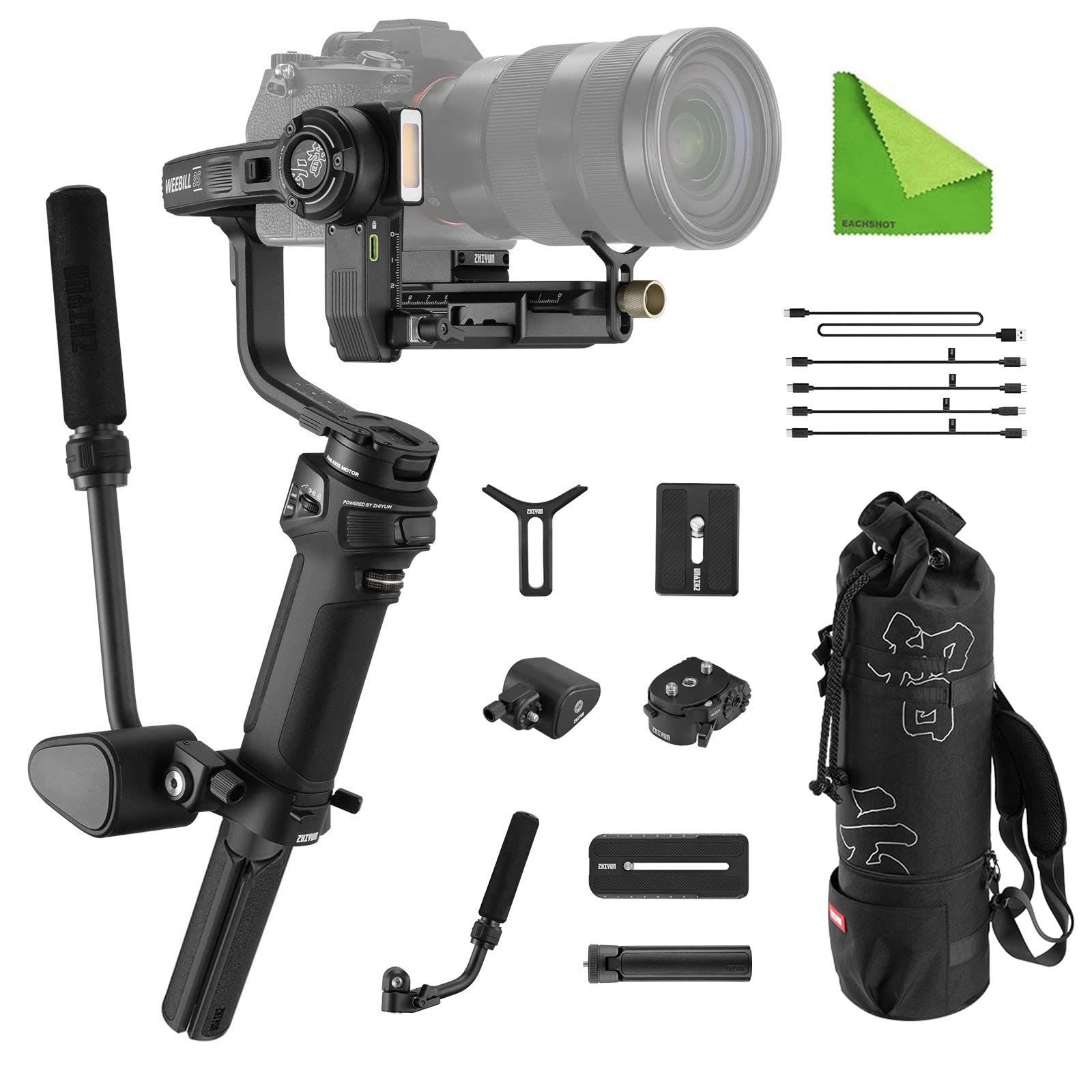 Zhiyun Weebill 3S Combo Set, Professional Video Stabilizer, 3-Axis Gimbal with Storage Bag, Wrist Rest, Extendable Sling Grip for DSLR and Mirrorless Cameras for Canon/Sony/Panasonic/Nikon/Fuji