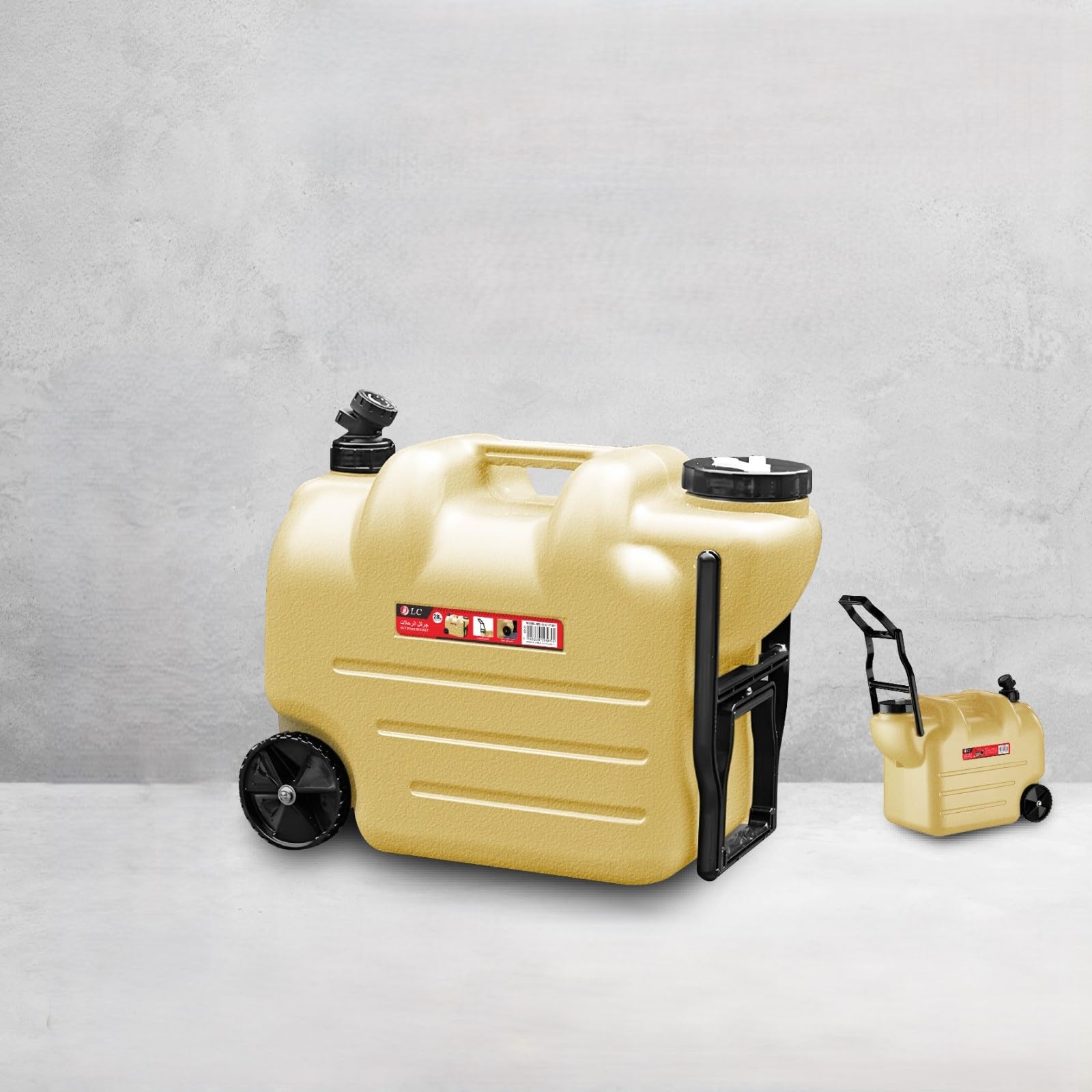 Fipka DLC 7.4 Gallon Water Container with Wheels & Folding Handle, Portable Emergency Water Storage Tank with Spigot, BPA Free Water Jug for Camping Outdoor Hiking (28L, Dlc-37328)