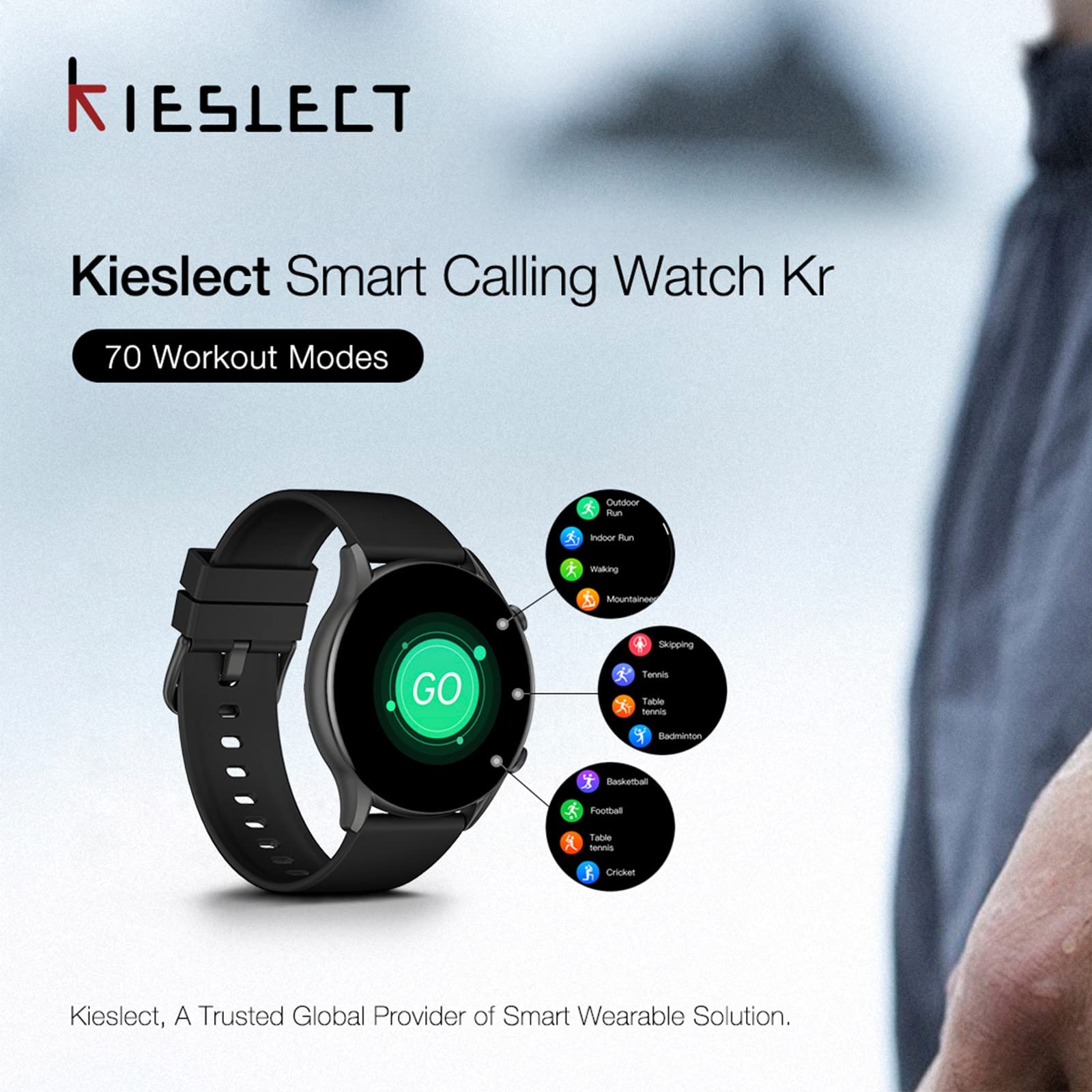 Keslict Smart Watch for Calls Made of Leather Black, YFT2024EU