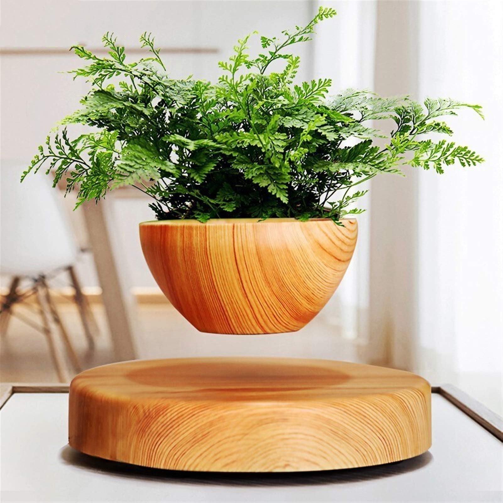Desktop Ornament Floating Pot Plant Magnetic Suspended Round With Levitating Indoor For Hold Crafts