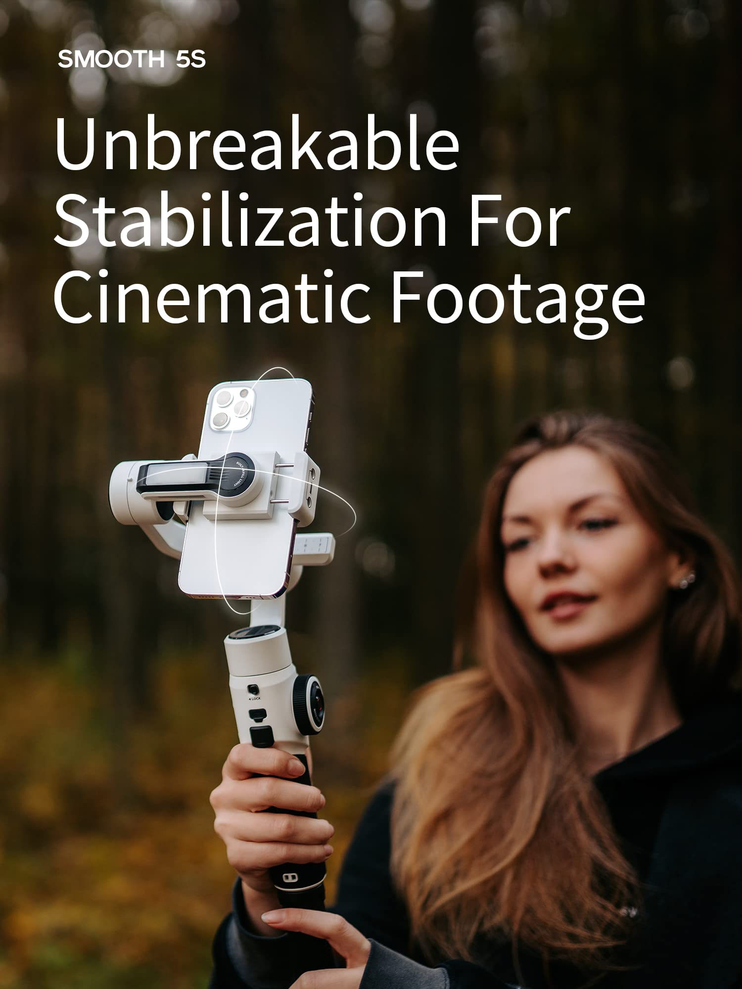 Zhiyun Smooth 5S Gimbal Stabilizer, 3-Axis Handheld Smartphone Gimbal with Grip Tripod (Gray Combo)