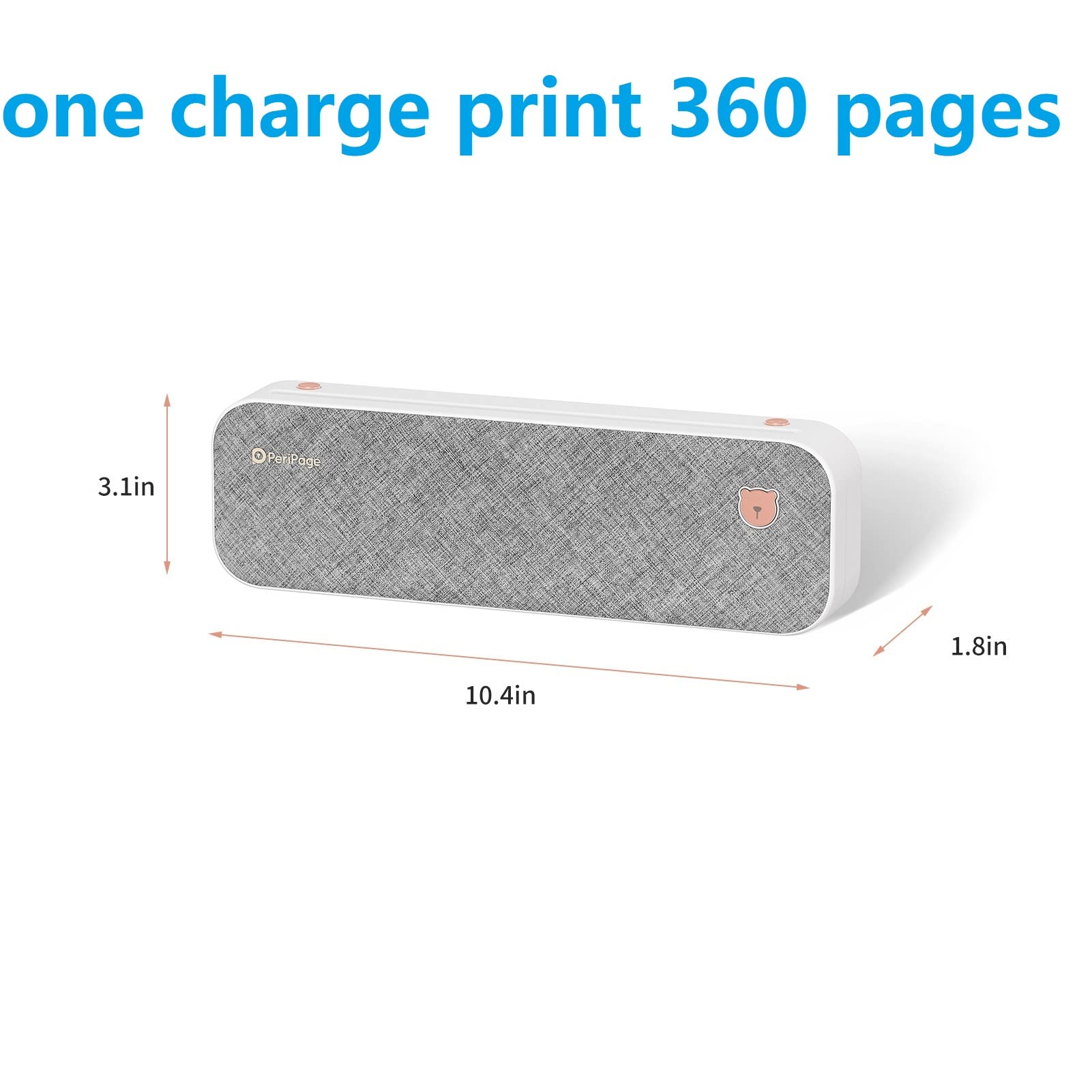 IOOIOO A40 Peripage- Portable Inkless Printer for Thermal Paper Letter/8.5 x 11 Inches, Legal, A4, 4, 7.62 or 5.08 Sticker Label, Windows, iOS, Android (Grey)