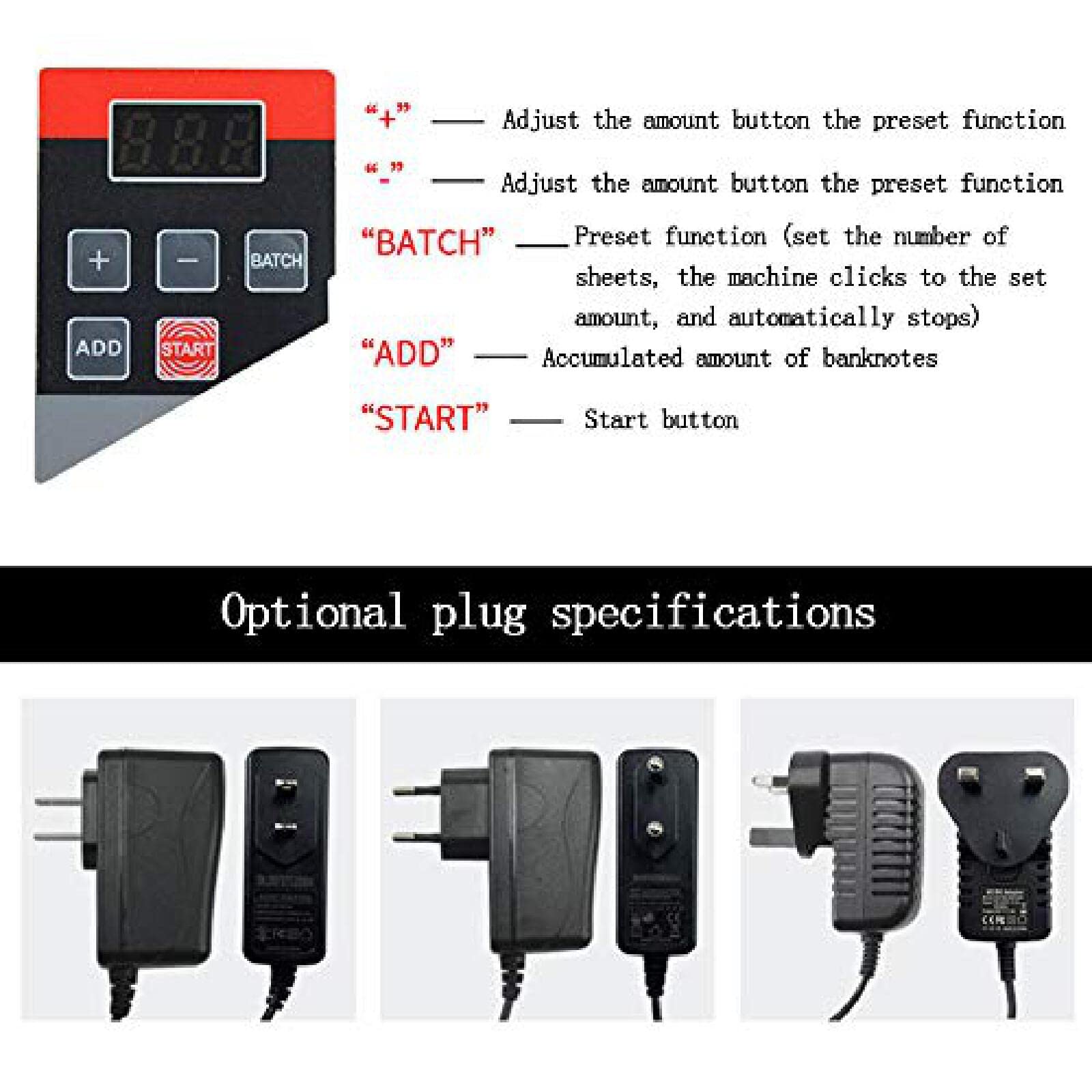 Portable Money Counter, Mini Handy Bill Cash Banknote Counter, Number Of Sheets Can Be Set, AC Or Battery Powered Suitable For Multi-Currency,GQYYS
