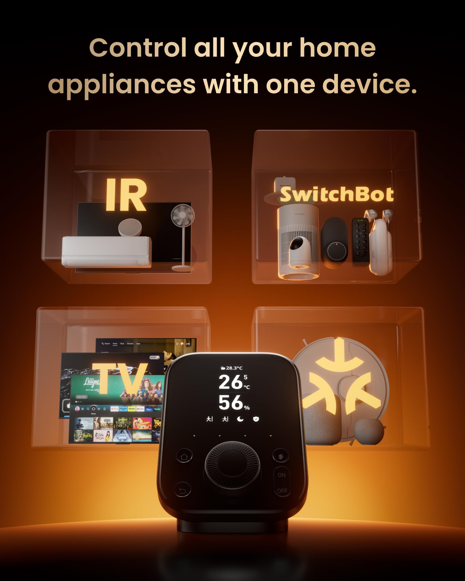SwitchBot Hub 3 (3rd Gen), Smart Home Hub with 2.4'' IPS Screen & Knob Control, WiFi Thermometer Hygrometer, IR Remote Hub (Matter/Bluetooth 200m), Alexa/Google/Apple Home Compatible