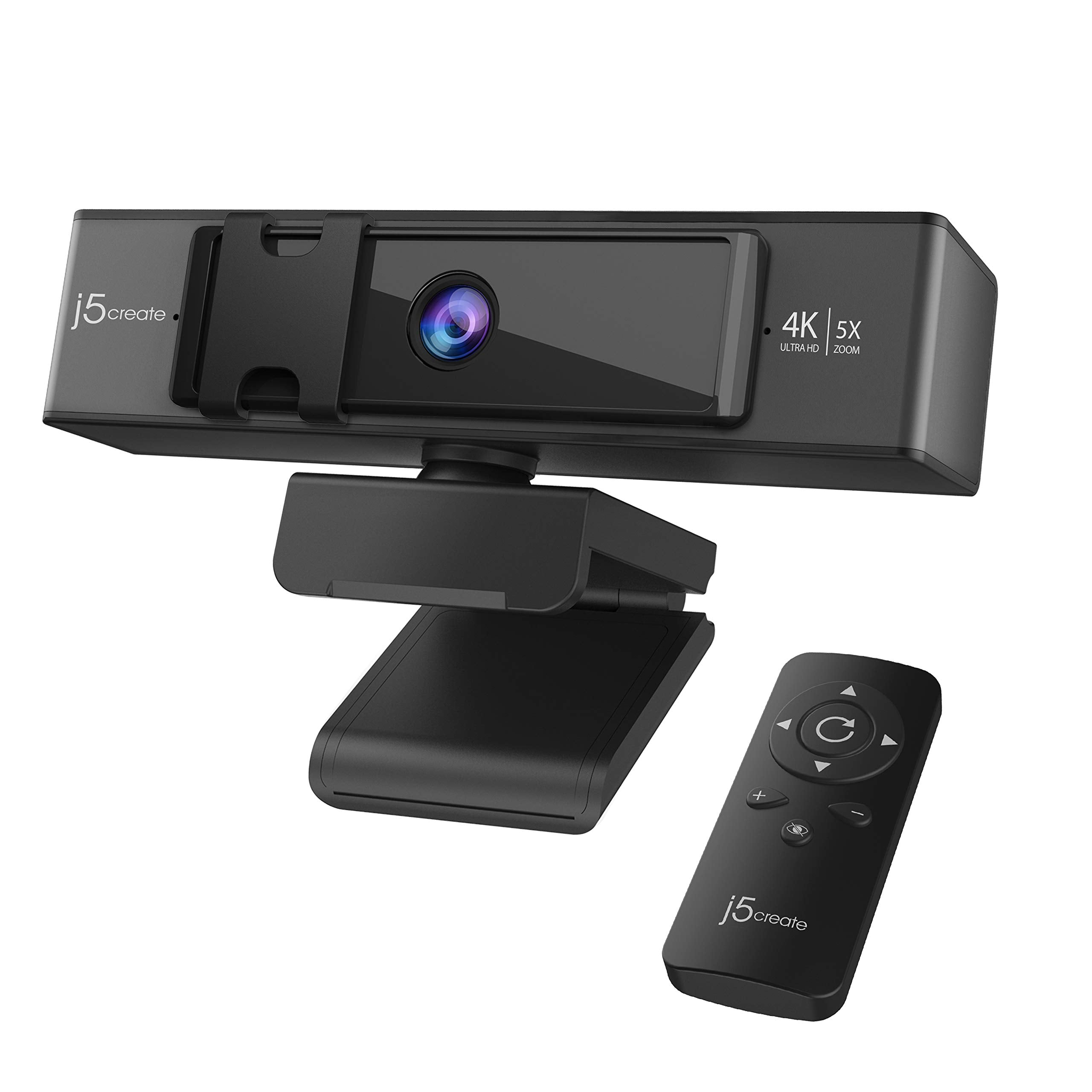 جيه 5 كريت كاميرا ويب 4K UHD مع تقريب رقمي 5X، غطاء للخصوصية، تحسين الإضاءة المنخفضة، ميكروفون مزدوج عالي الدقة، جهاز تحكم عن بعد، USB-C | لمؤتمرات الفيديو عبر الإنترنت والبث المباشر
