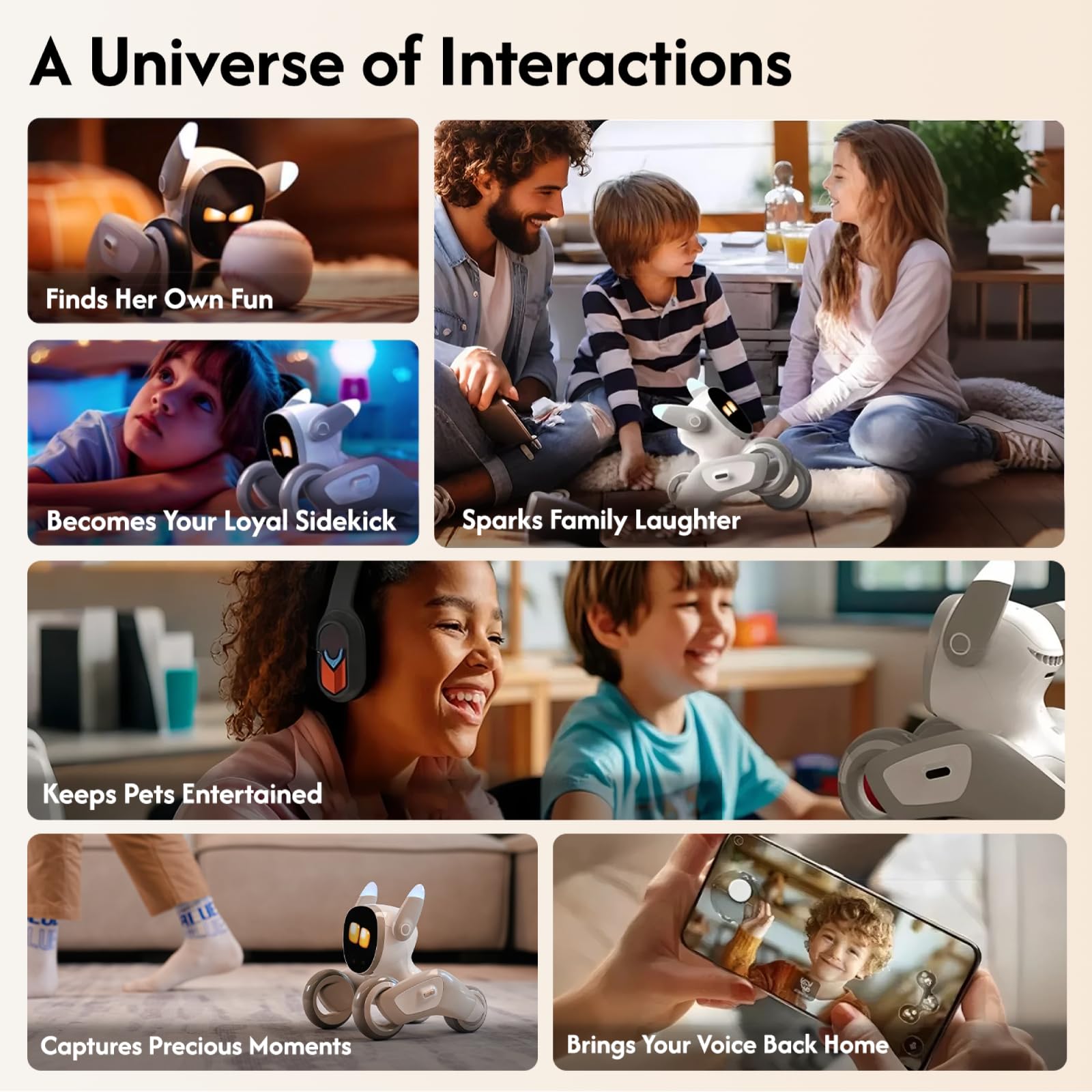 Loona Robot Pet Dog ChatGPT-4o AI-Powered Smart Companion with Voice and Gesture Control, Real-Time Interaction, Robotic Toys for Kids, Home Monitoring - Includes Charging Base