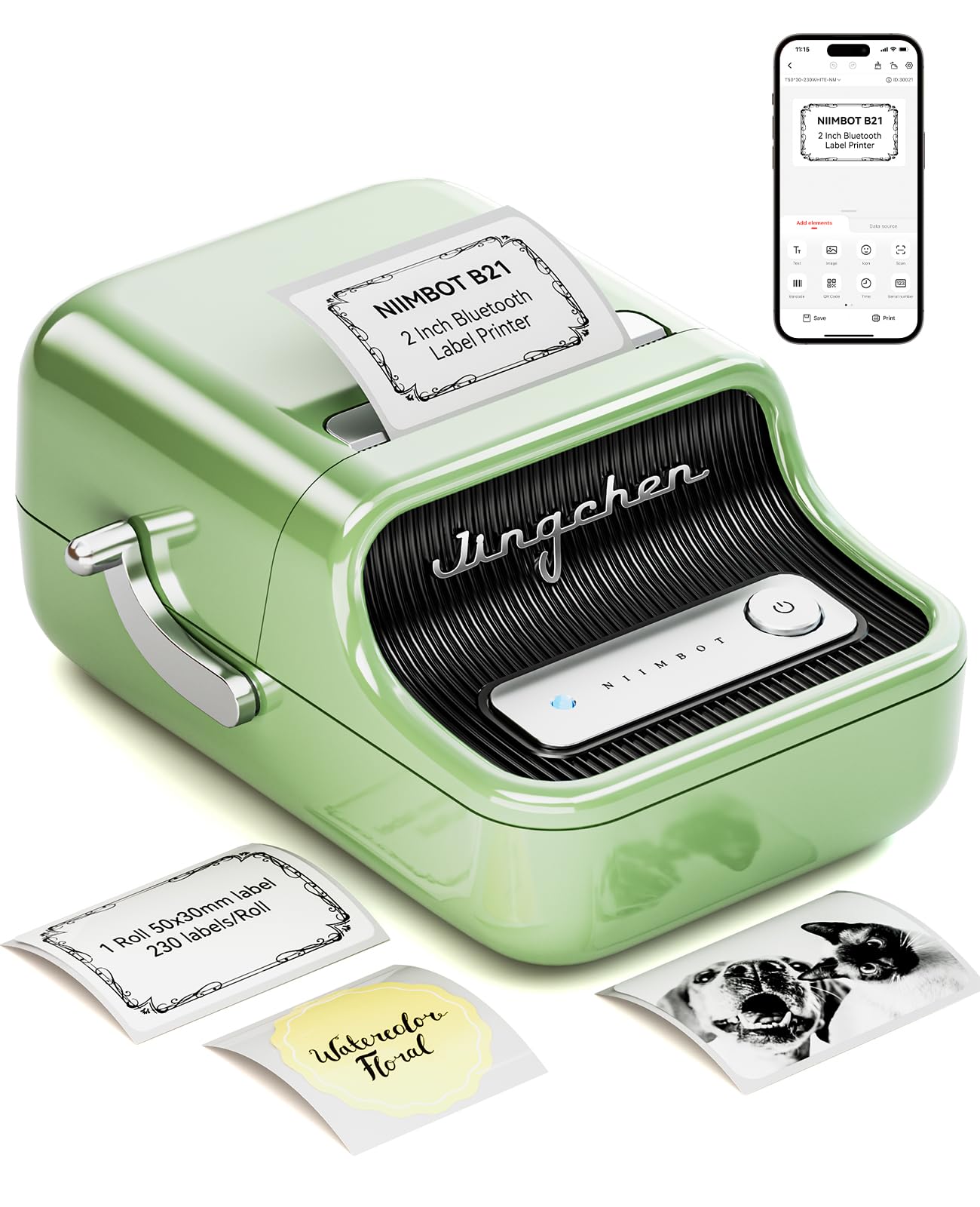 NIIMBOT Label Maker Machine with 1 Roll Free Tape B21 Vintage 2 inches Width Business Thermal Label Printer Price Gun Shipping Label Tag Writer for Home Office Organization Commercial Use (Black)