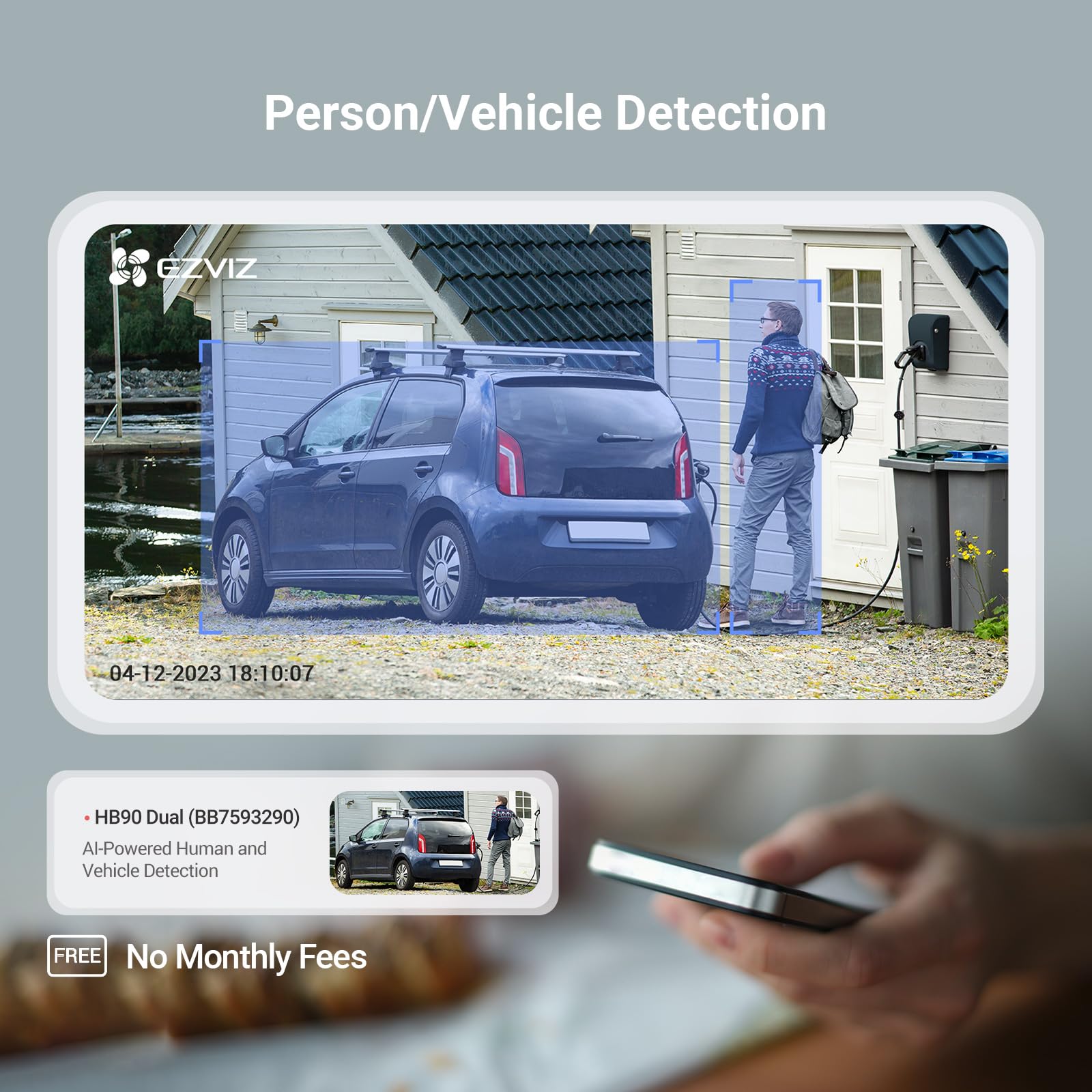 HB90+8W Solar Panel 4MP+4MP 360 Wireless Wifi Surveillance Camera on 10400mAh Motorized Dual Lens Battery, Always-on Mode, Person/Vehicle Detection, Auto Tracking