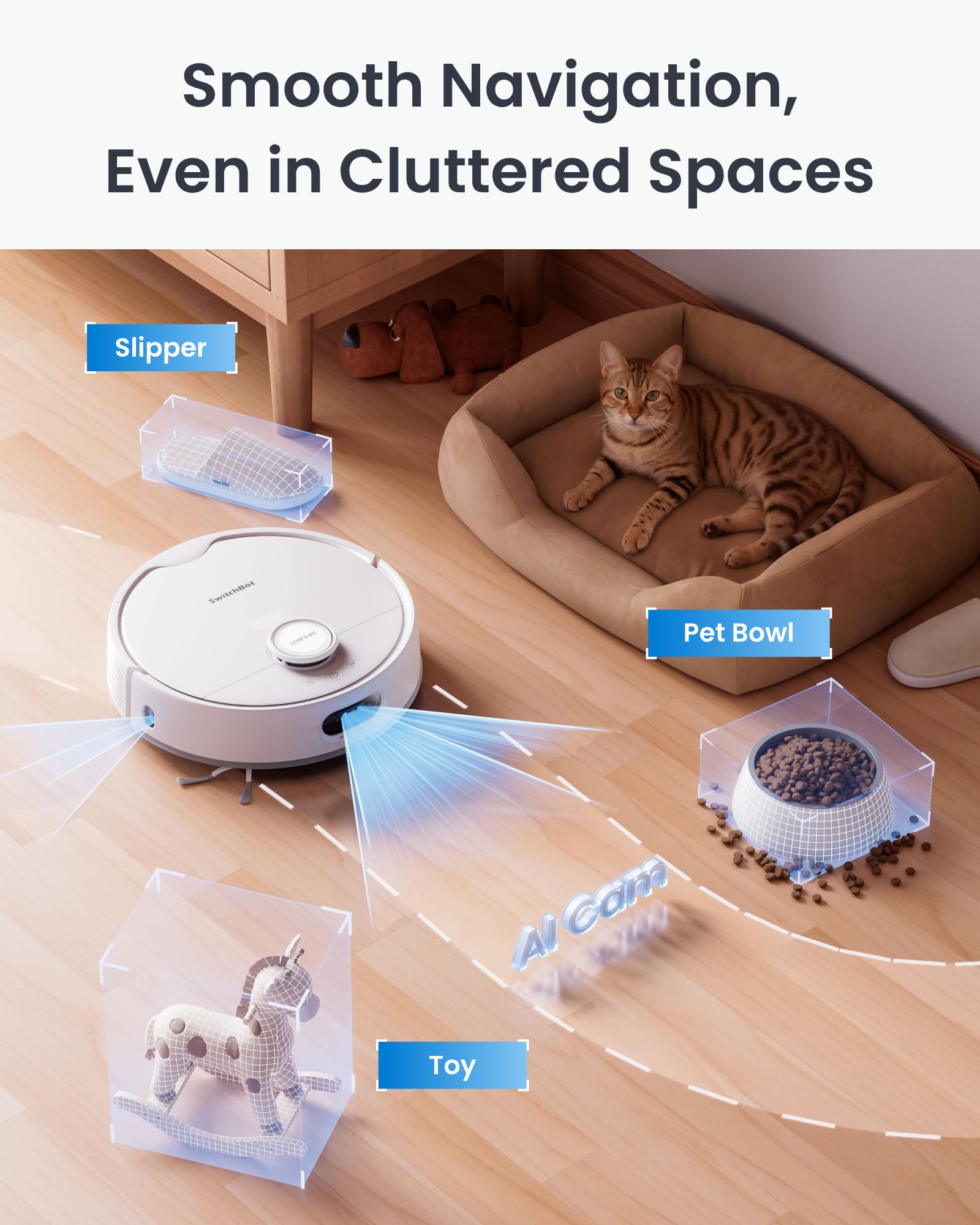 SwitchBot Robot Vacuum and Mop S20 with Matter, 10000Pa Suction, Rotating Mop, AI Navigation, Auto Wash and Dry, Self-Emptying, Works with Apple Home, Alexa and Google Home for Pet Hair and Carpet