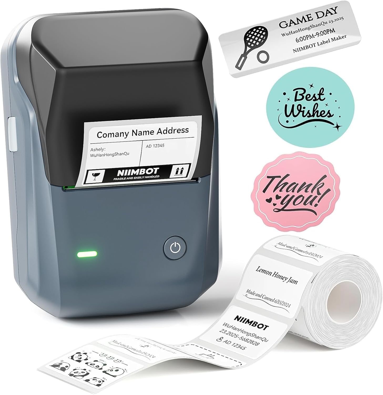 NIIMBOT B1 Label Maker with Auto Identification,2 Inch Bluetooth Portable Label Printer Easy to Use for Office, Home, Business (with 2x1.18 inch Label)