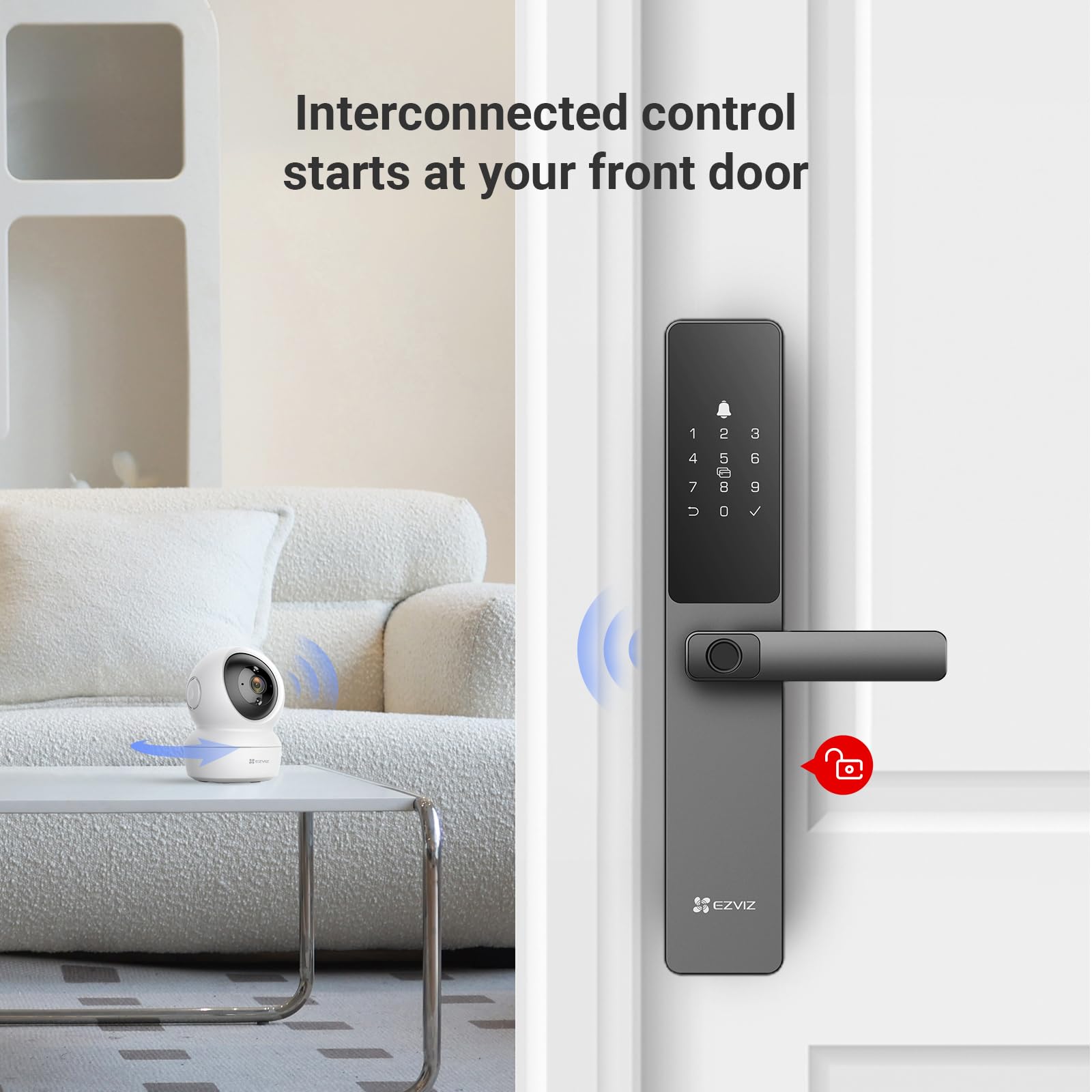 EZVIZ Smart Lock DL05, 7-in-1 Keyless Entry Door Lock, with Fingerprint Access, Multiple Unlock Options, Instant Alerts, Weather-Resistant, Child Safety Privacy Control (DL05-Grey, 6068 Mortise)