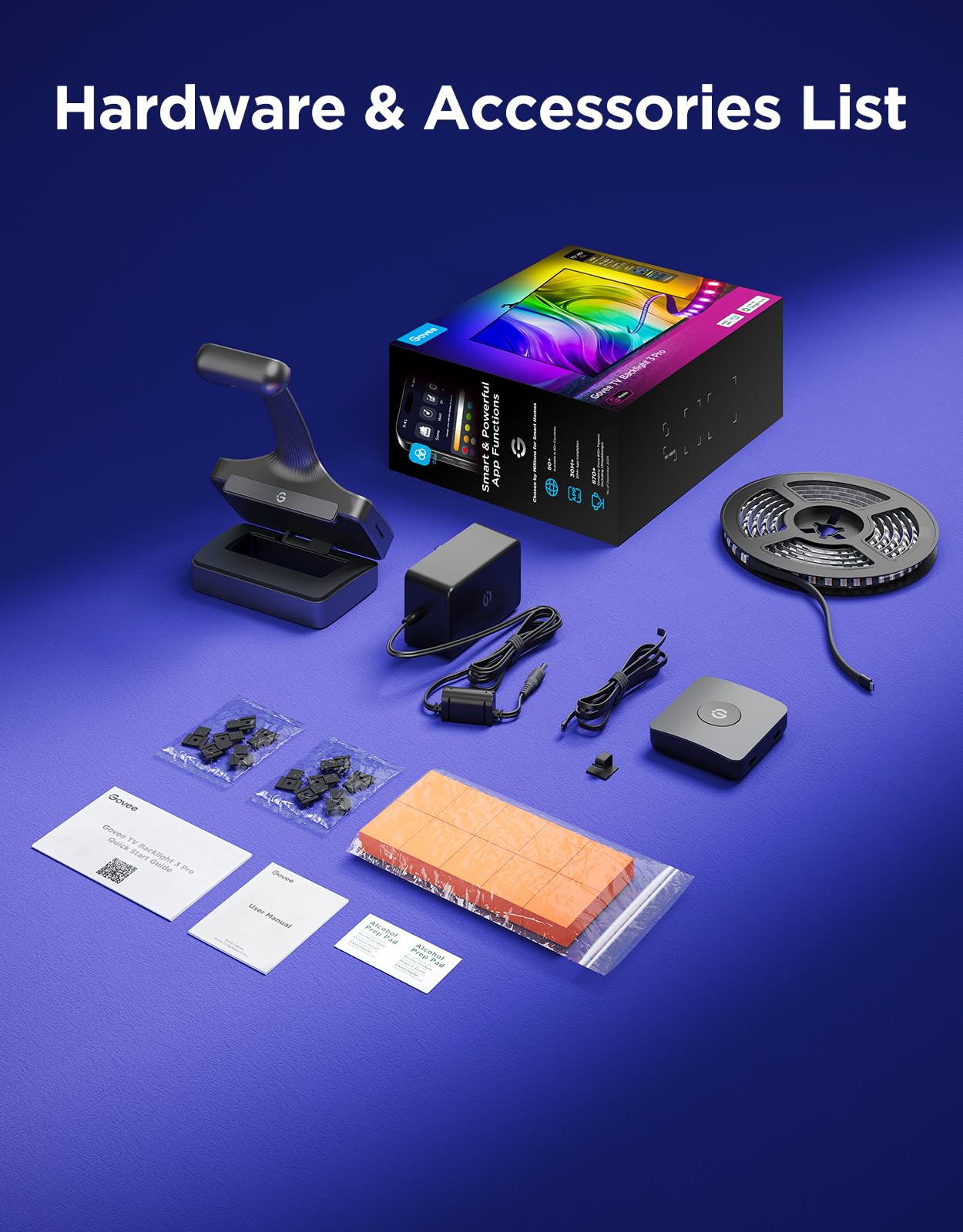 Govee TV Backlight 3 Pro with Triple HDR Camera 16.4ft 5-in-1 RGBWWIC Sync with 75-85 inch TVs, 75 LED/m, AI Filter Support, Smart App and Voice Control, DreamView Sync