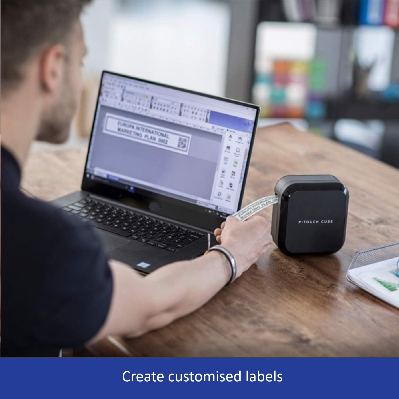 بروذر ماكينة صنع الملصقات المكعبة من بي تاتش PT-P300BT