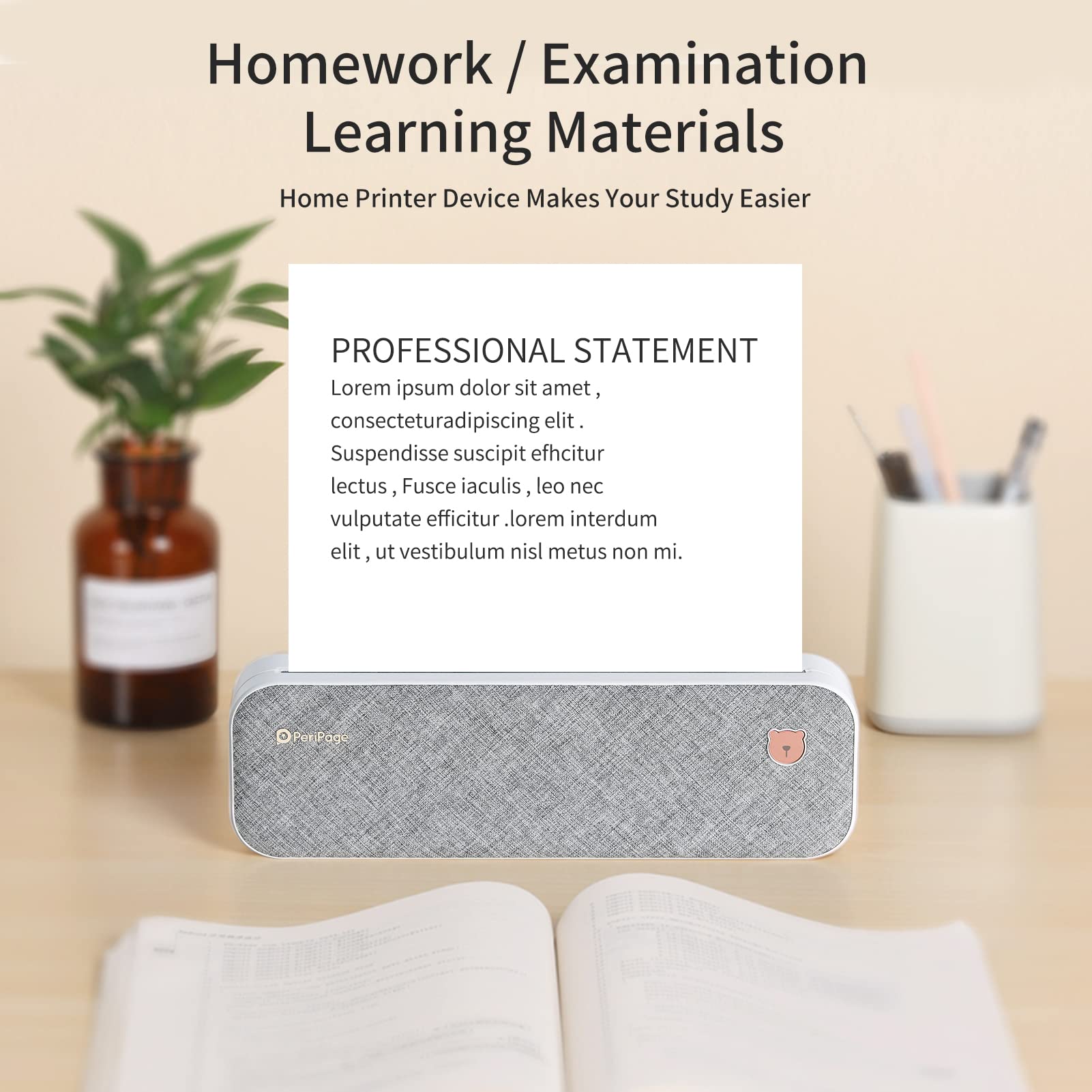 Matipop PeriPage Portable Printer, A4 Wireless Travel Printer, Portable Thermal Printer Compatible with Android iOS, Supports 2 inch/3/4 inch Paper Width