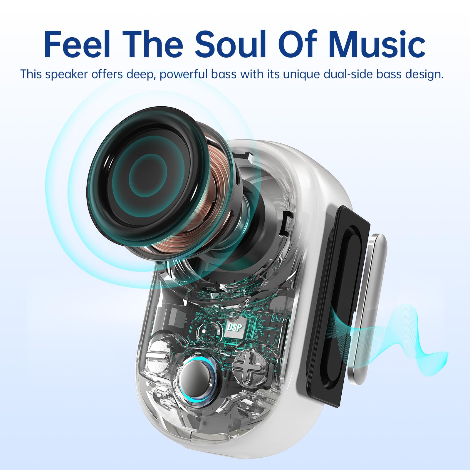 Divoom Itour-S Portable Mini Wireless Bluetooth Speaker, Big Audio and Punchy Bass,Clip-On Design, IP67 Waterproof and Dustproof,10 Hours Playtime,Speaker for Home Travel Office and Outdoors (White)