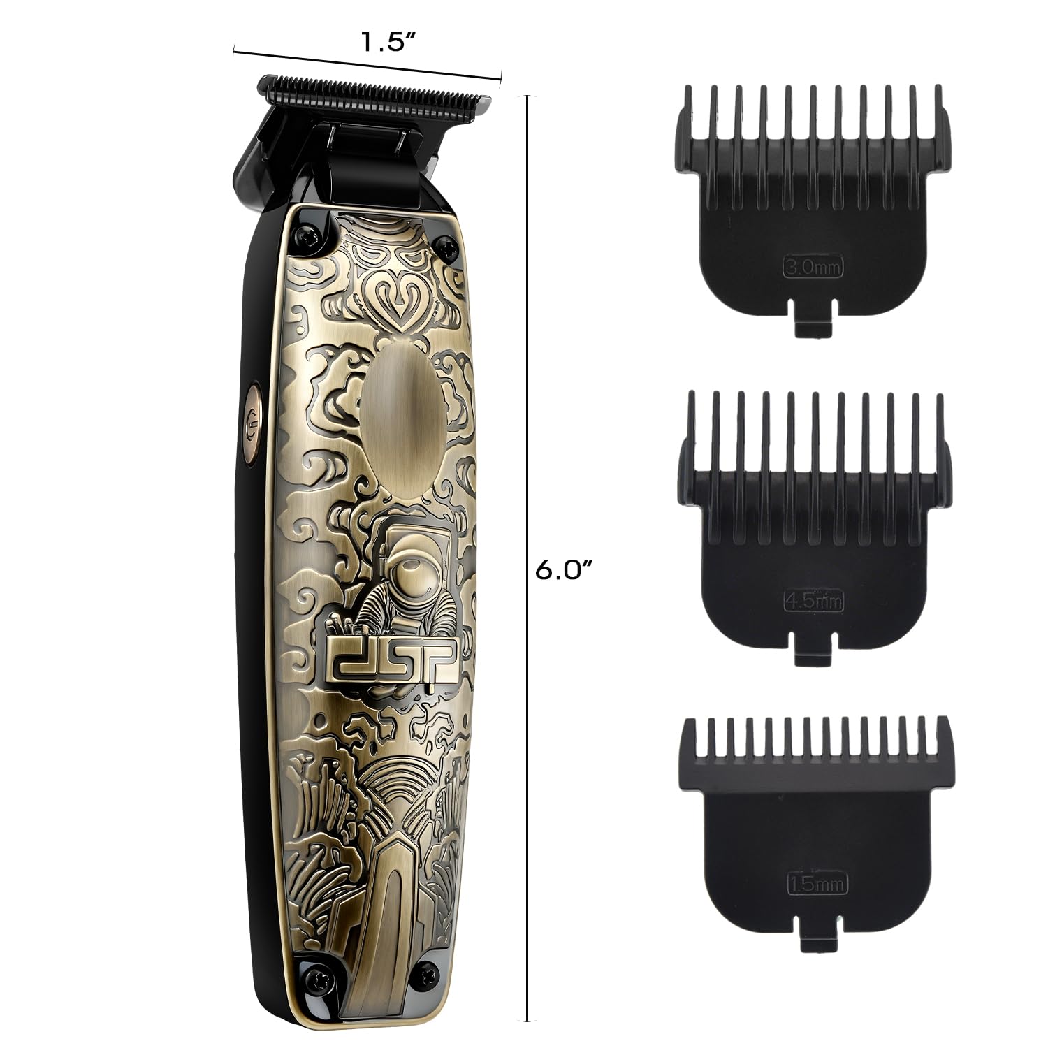 DSP Electric Beard Trimmer for Man, Cordless Rechargeable Zero Gap Trimmer, Mustache Edgers, T Blade Trimmer for Men, Low Noise, Travel Lock, Gifts for Men