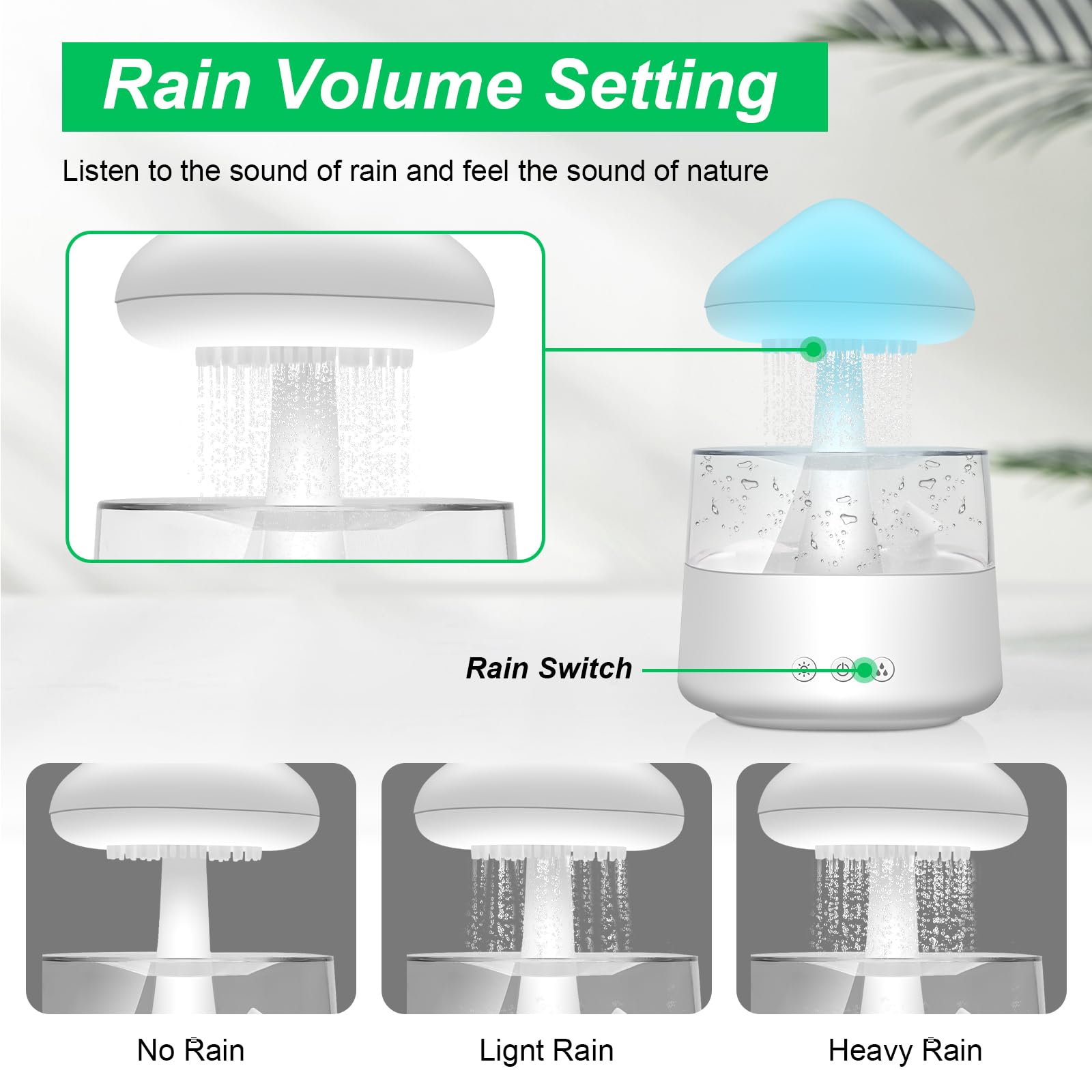 Royzed Cloud Rain Humidifier 450ml 7 Colors, Essential Oil Diffuser with LED Lights, Cloud-Shaped Night Light for Kids Room, Bedroom, Home and Office