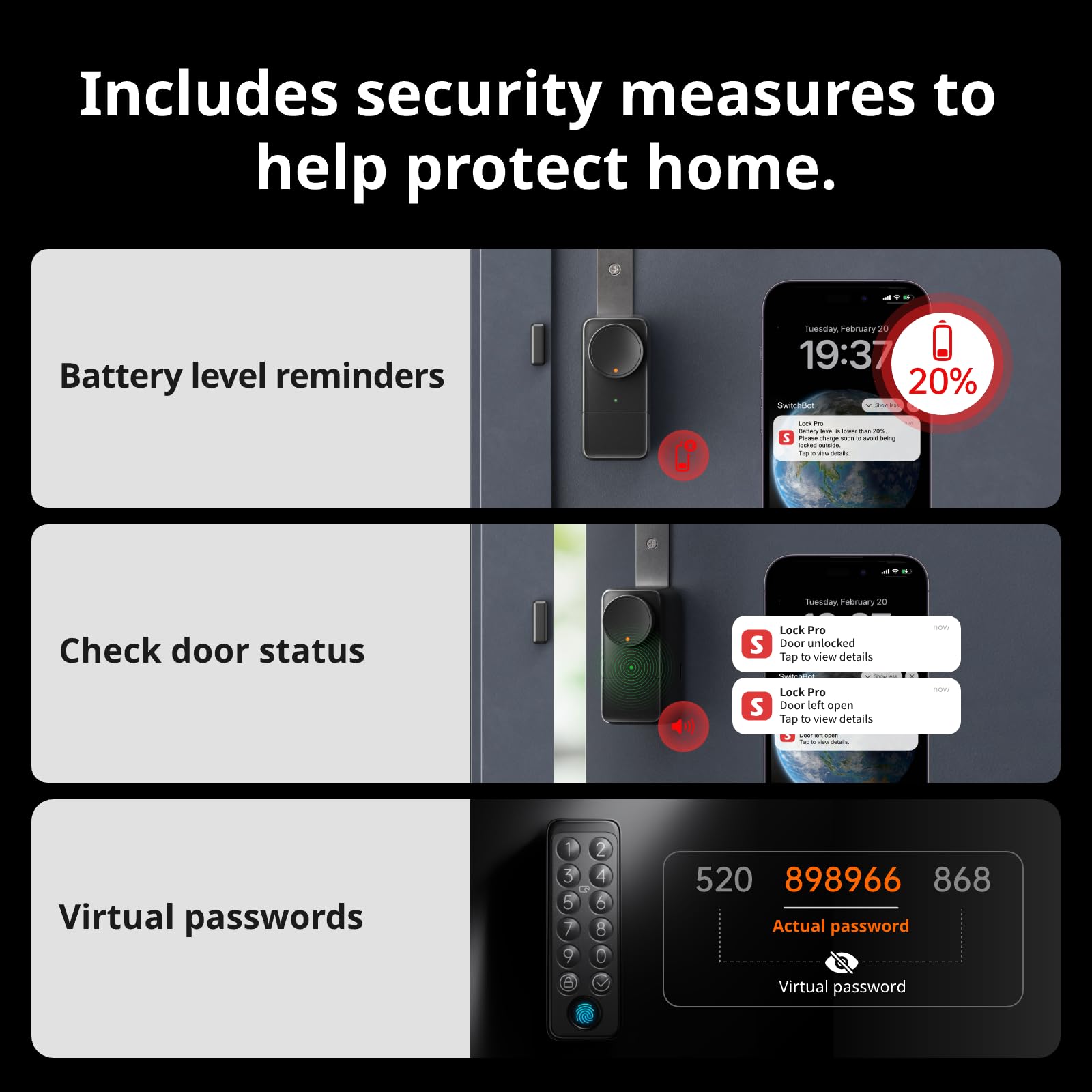SwitchBot Smart Lock WiFi Pro with Touchscreen Keypad, Door Deadbolt Lock, Smart Door Lock, Electronic Door Lock, App-Controlled Door Opener, Fingerprint, Code, Alexa, Google, Matter Support