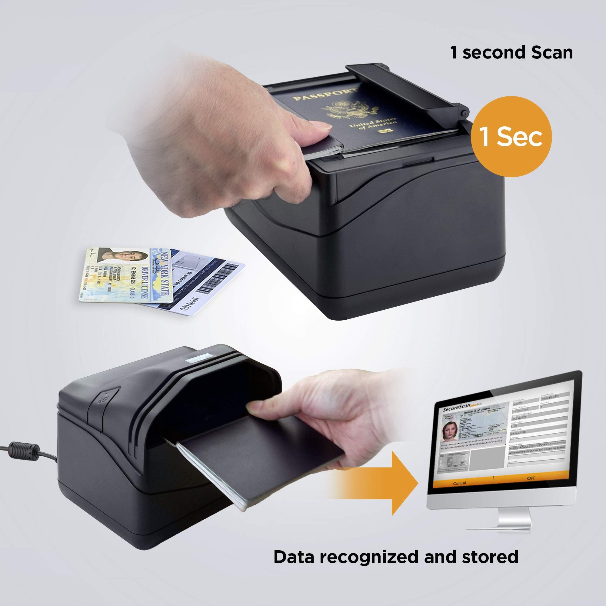 Plustek X Mini Passport Scanner, Compatible with ICAO Doc 9303 Standard with Fast Recognition Speed Scanner Reader