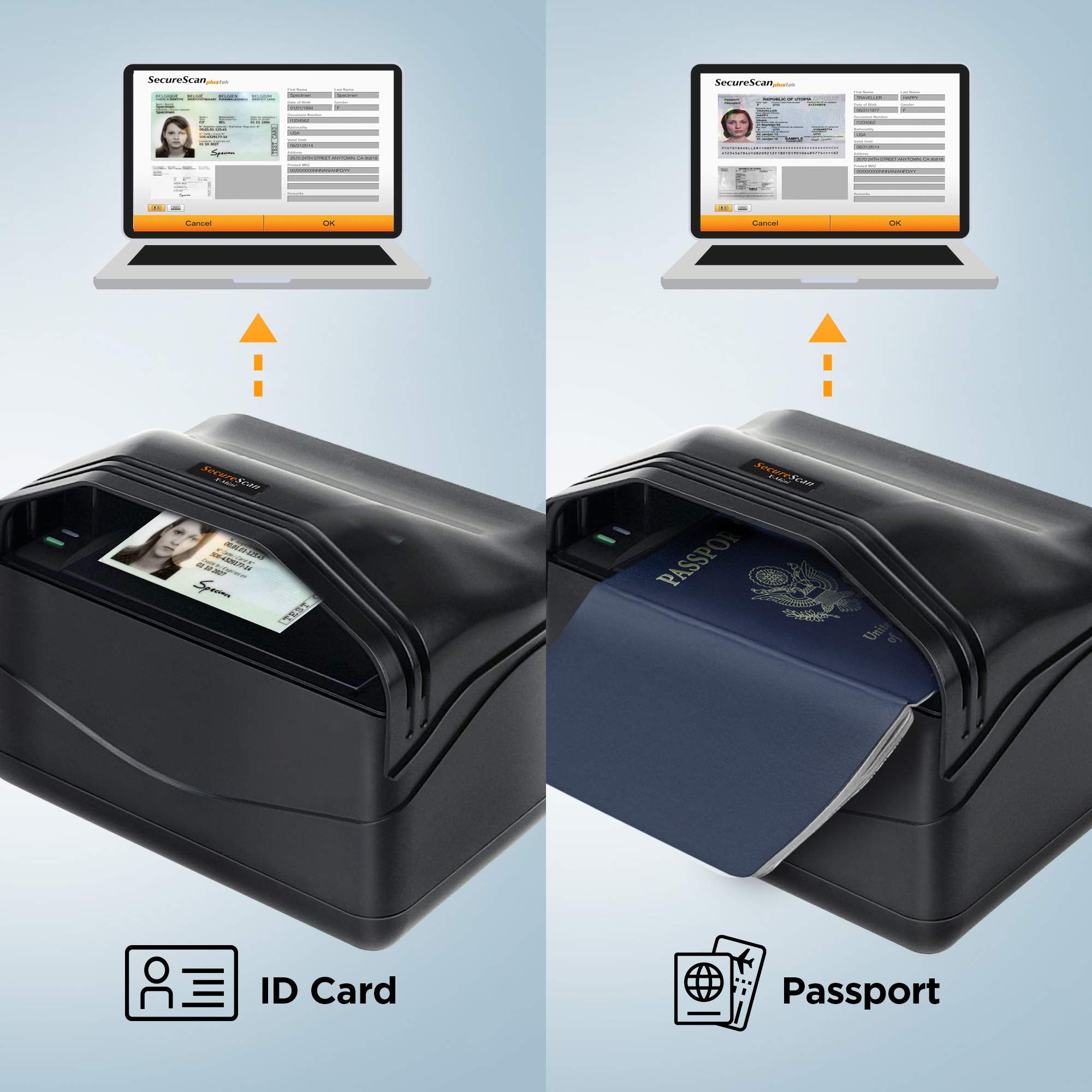 Plustek X Mini Passport Scanner, Compatible with ICAO Doc 9303 Standard with Fast Recognition Speed Scanner Reader