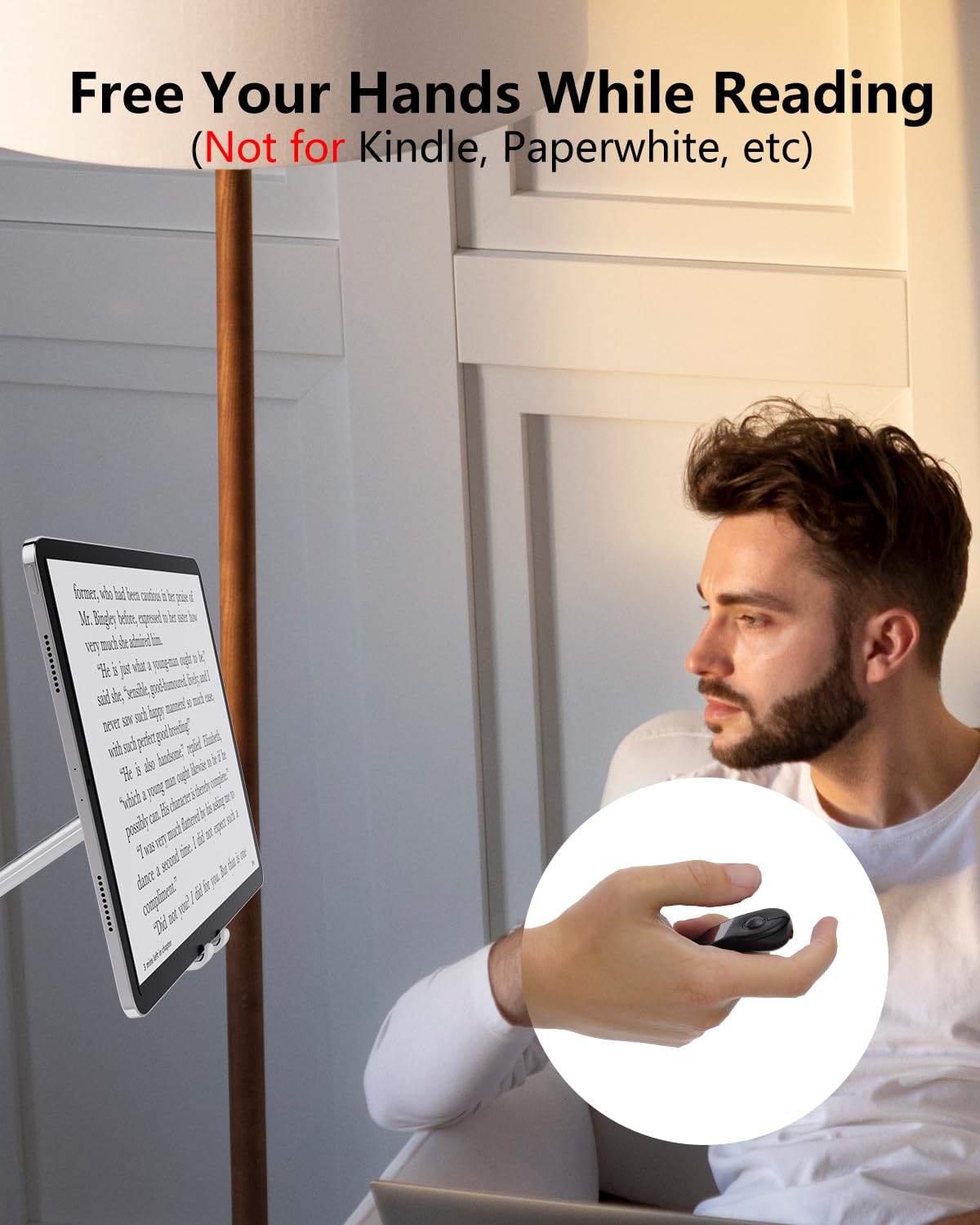 ماوس هوائي بـ3 وصلات لاجهزة الكمبيوتر/iOS/اندرويد مع لوحة لمس، جهاز تحكم عن بعد لاسلكي قابل لاعادة الشحن، بلوتوث 2.4G للتحكم عن بعد لباور بوينت/كينوت/تيك توك/كاميرا/تطبيقات كيندل (اسود)