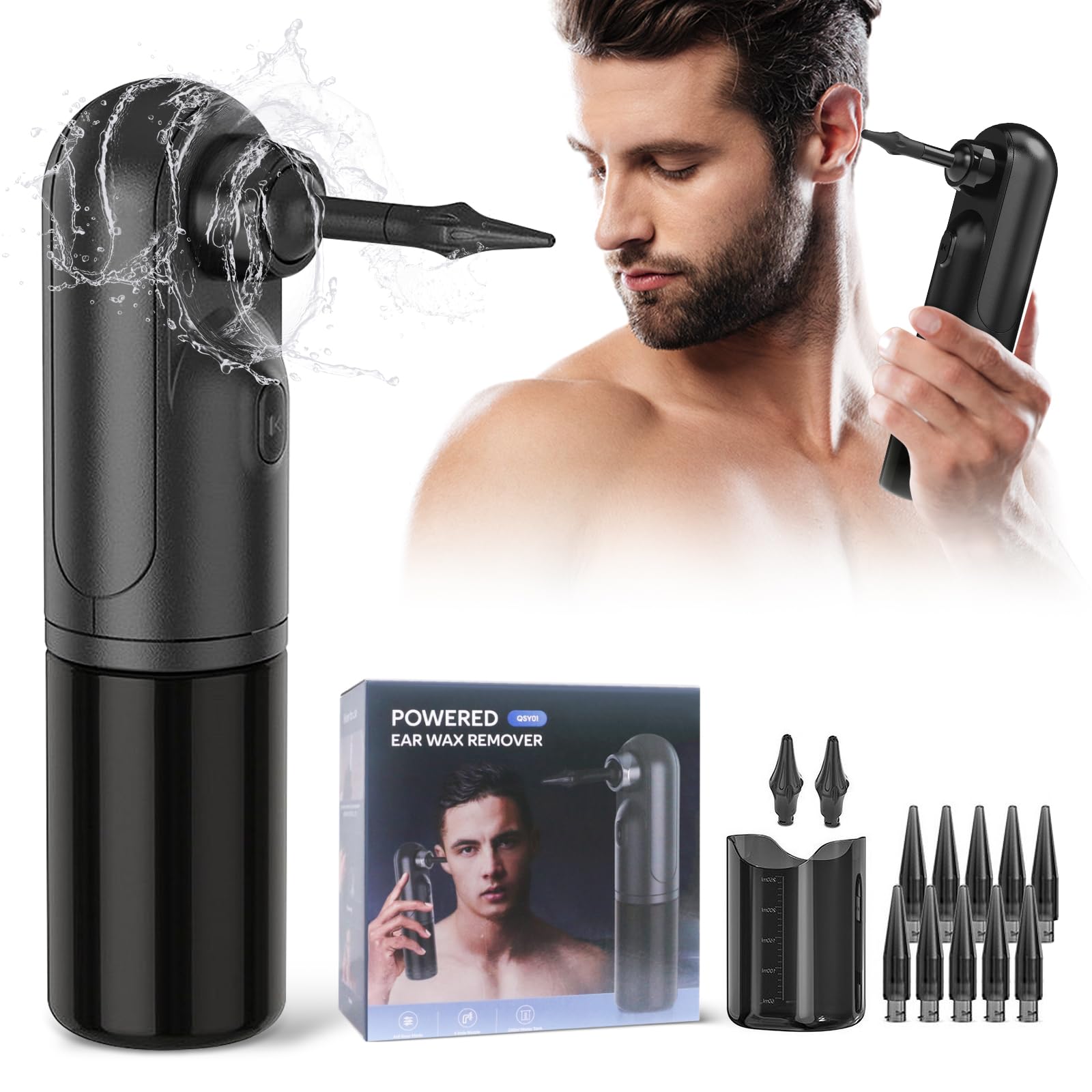 Ear Wax Removal - Water Powered Ear Cleaner - Ear Cleaner Electric Ear Cleaning Kit, Ear Irrigation Flushing System,Portable fully automatic handheld ear cleaner/water-powered ear cleaner