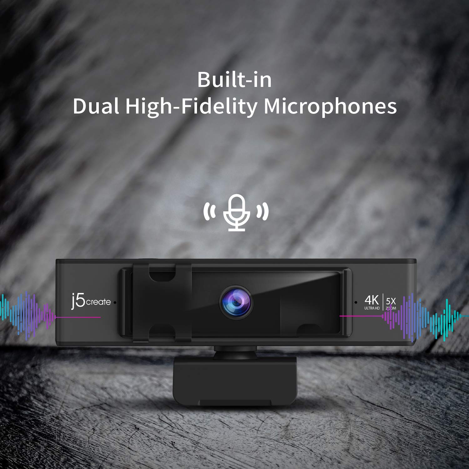 جيه 5 كريت كاميرا ويب 4K UHD مع تقريب رقمي 5X، غطاء للخصوصية، تحسين الإضاءة المنخفضة، ميكروفون مزدوج عالي الدقة، جهاز تحكم عن بعد، USB-C | لمؤتمرات الفيديو عبر الإنترنت والبث المباشر