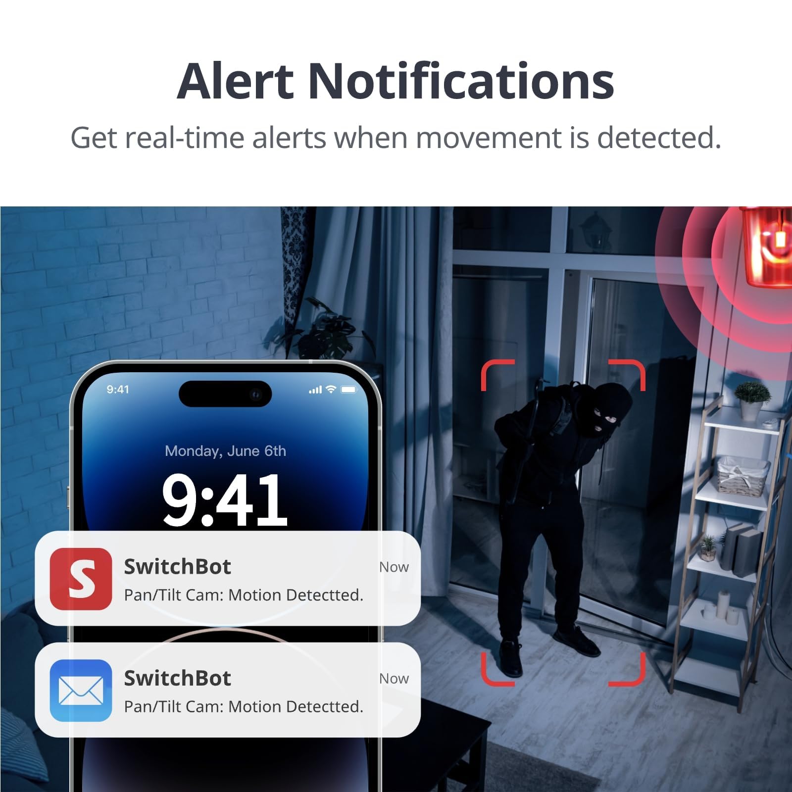 SwitchBot Security Indoor Camera 3K/5MP - Pan/Tilt Cam for Baby Pet Monitor, 2.4G Wi-Fi Plug-in, Night Vision, 2 Way Audio, 360 Motion Tracking, Privacy Mode, Works with Alexa, Cloud & SD Storage