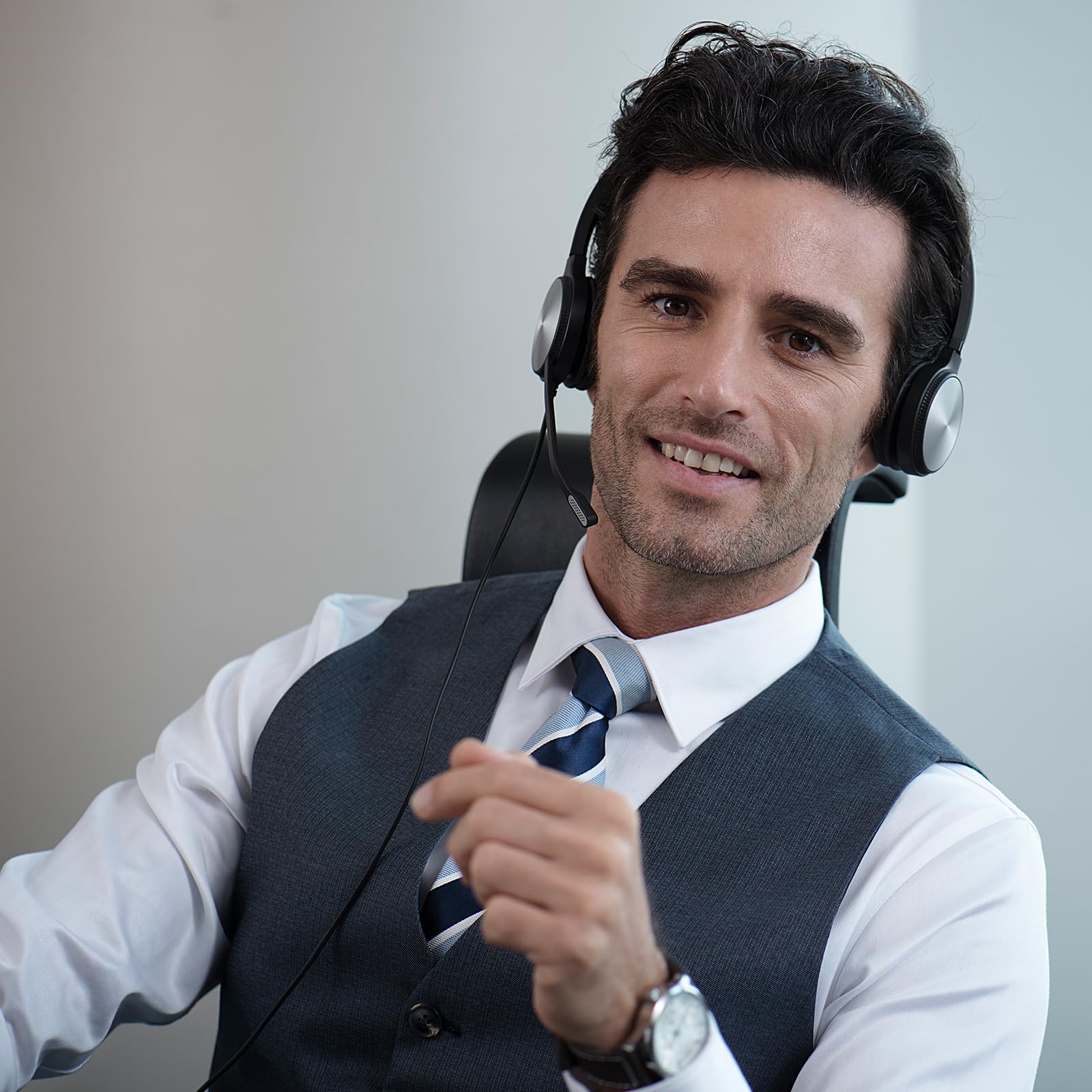 Yealink YHS36 Dual Telephone Headset with RJ9 Jack Phone Headset with Microphone Noise Canceling, Compatible with Yealink Poly Snom Desk Landline Phones (2.1m Cable)