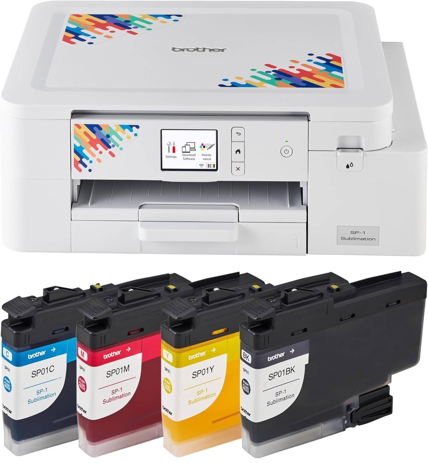 Brother SP-1 Sublimation Printer, Wireless Compact Printer with Starter Kit (Ink Set and Paper)