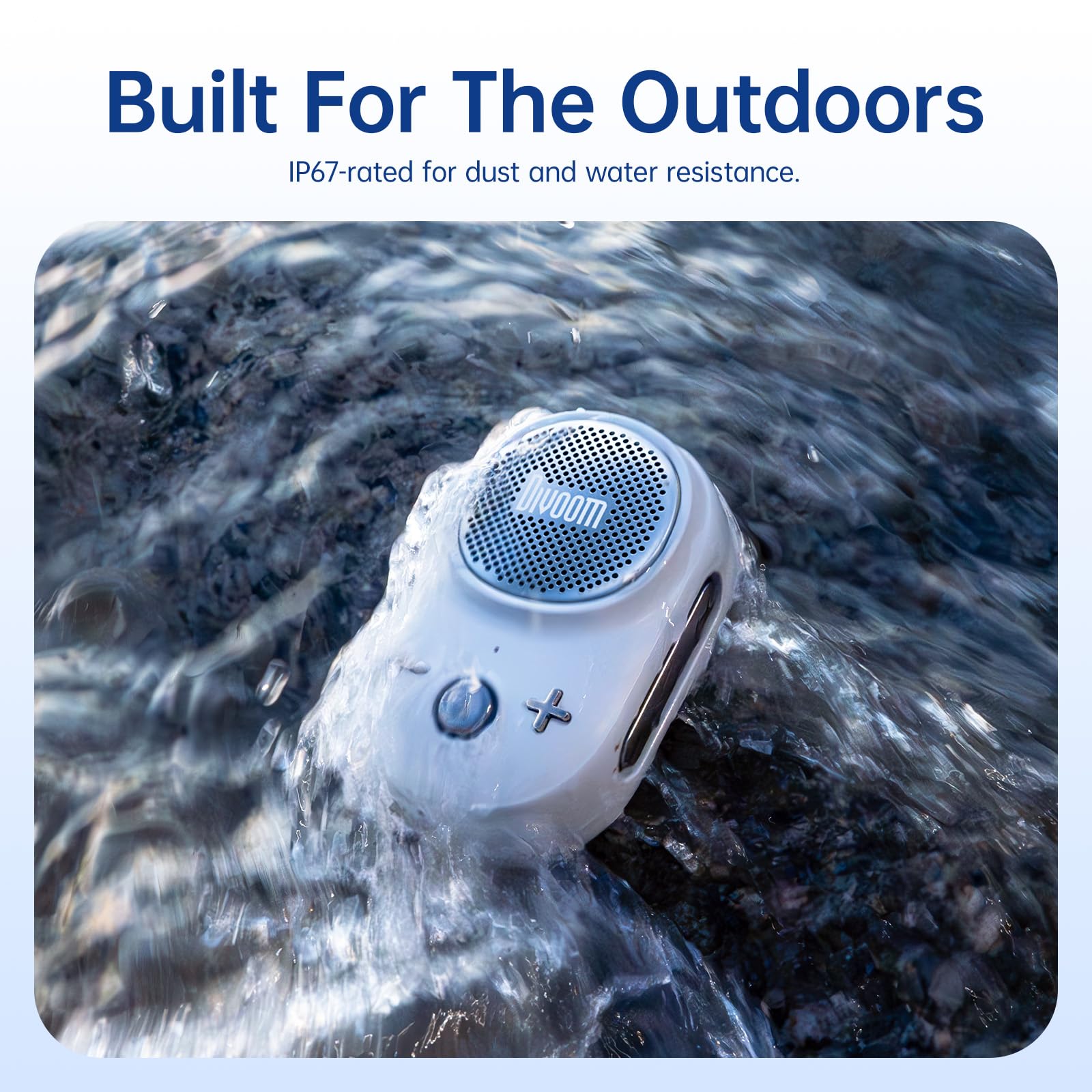 Divoom Itour-S Portable Mini Wireless Bluetooth Speaker, Big Audio and Punchy Bass,Clip-On Design, IP67 Waterproof and Dustproof,10 Hours Playtime,Speaker for Home Travel Office and Outdoors (White)