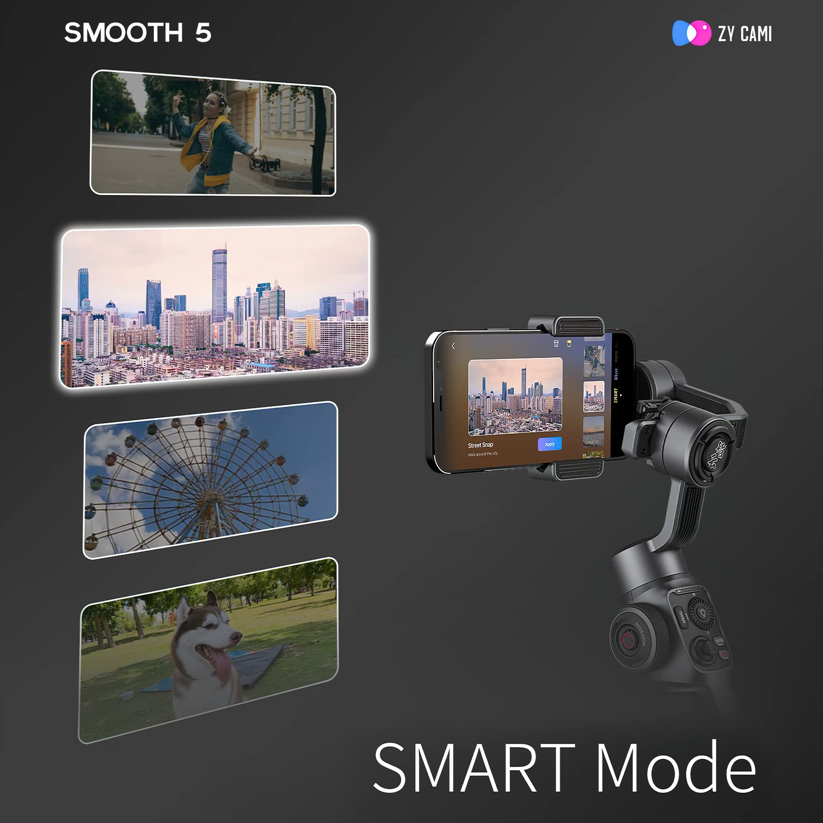 Zhiyun Smooth 5 Gimbal Stabilizer: Professional 3-Axis Handheld Gimble Stabilizer for Smartphone Cell Phone iPhone Pro Max for Vlogging YouTube Vlog TikTok Video