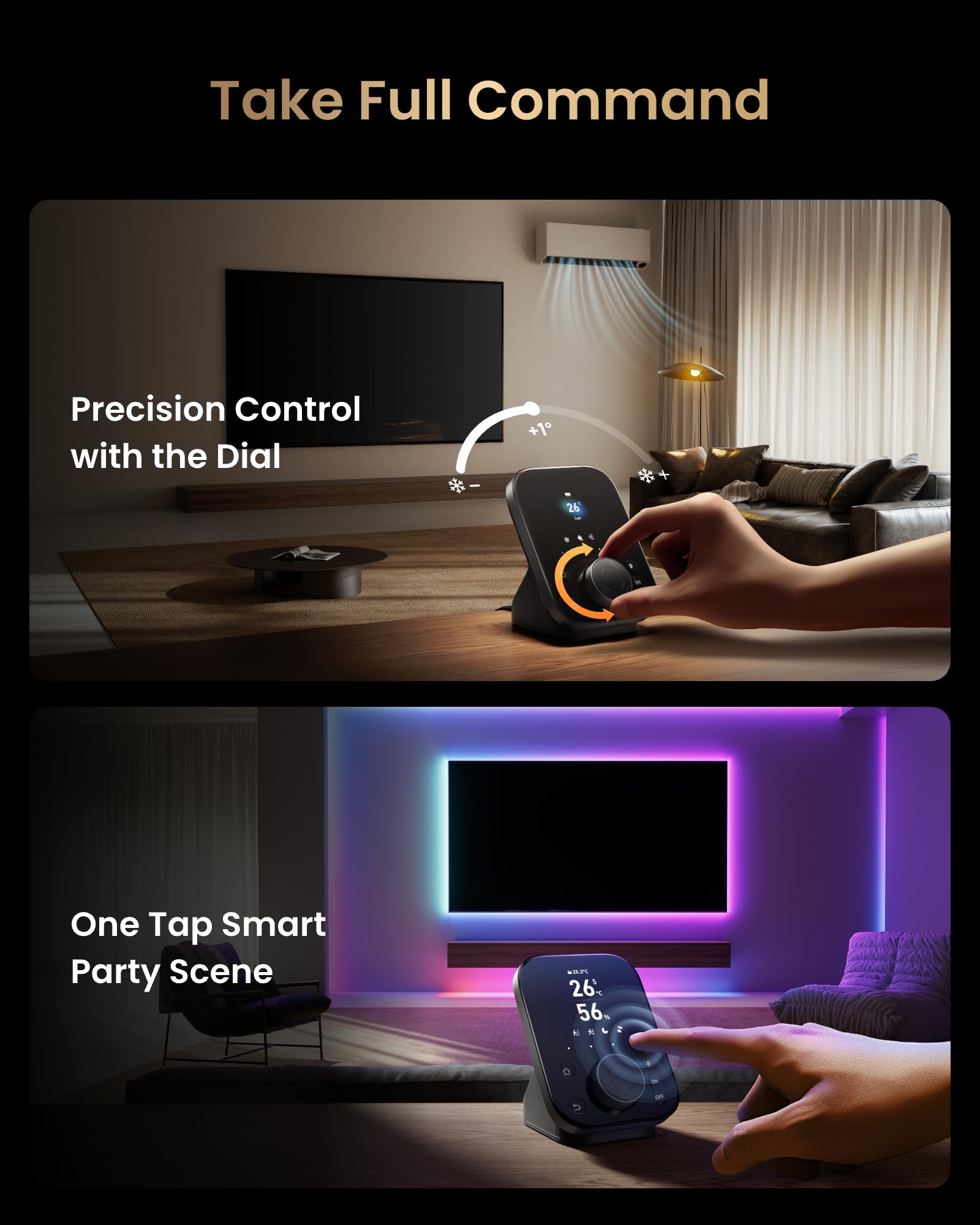 SwitchBot Hub 3 (3rd Gen), Smart Home Hub with 2.4'' IPS Screen & Knob Control, WiFi Thermometer Hygrometer, IR Remote Hub (Matter/Bluetooth 200m), Alexa/Google/Apple Home Compatible