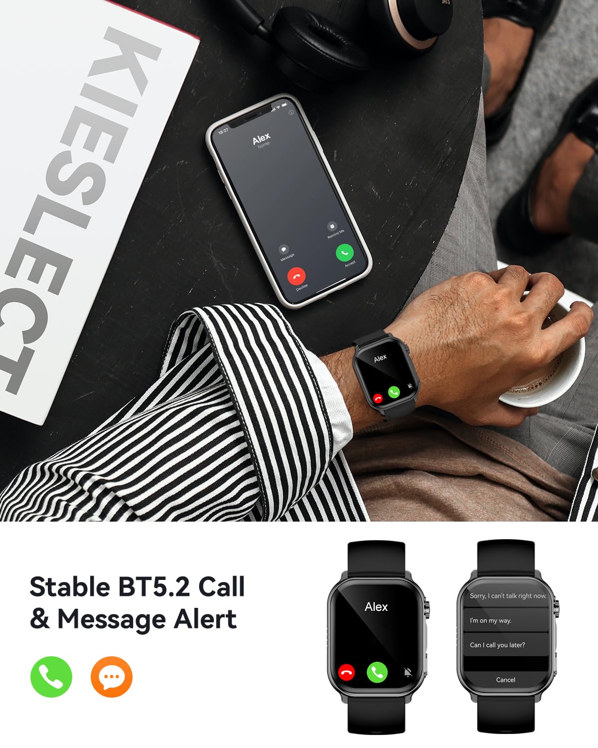 Kieslect Smart Watch Men Women - Black-02