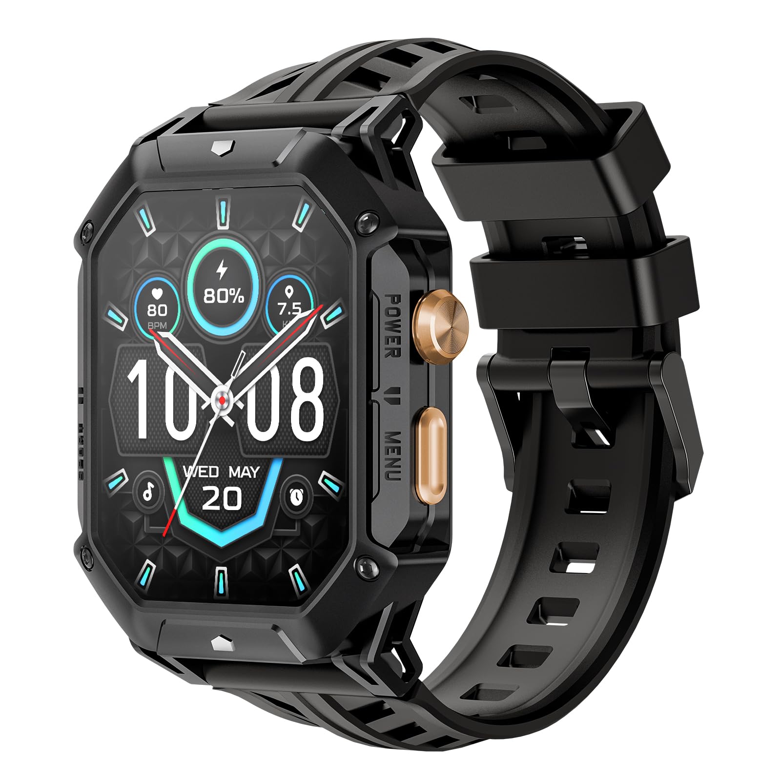 HAYLOU IRON N1 Smart Watch 2.13-inch AMOLED HD Display, 850mAh 100 Days Standby Battery Life,5ATM Waterproof,100+ Workout Modes, All-round Health Monitoring, Built-in GPS & Phone Notifications - Black