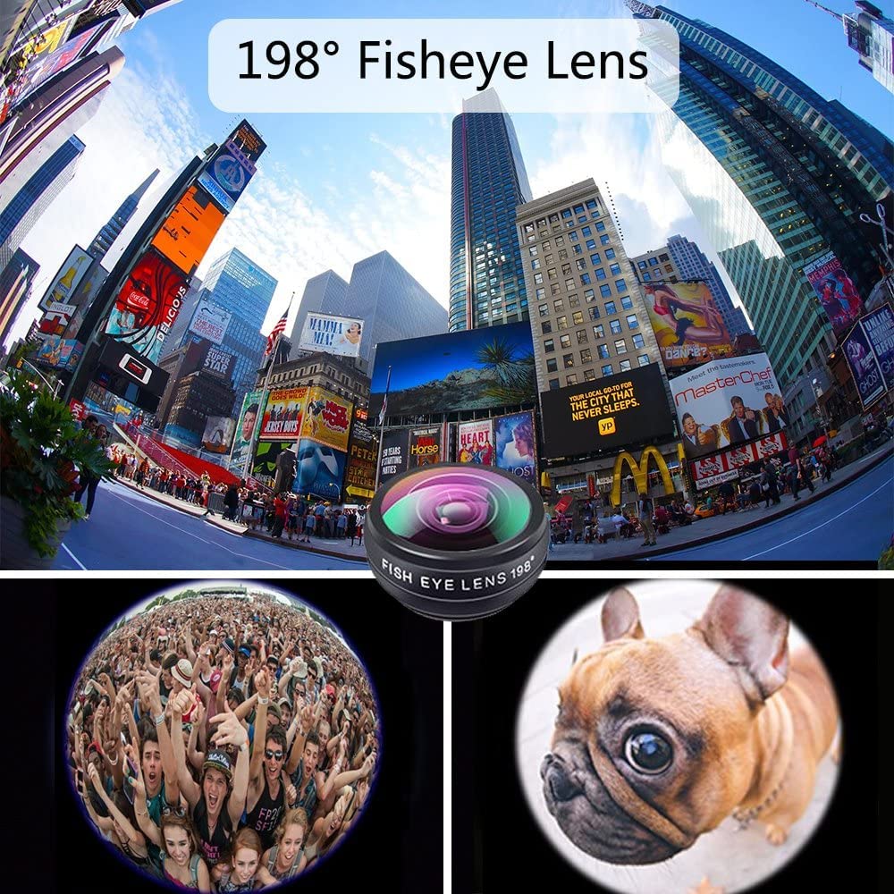 Apexel 10 in 1 Phone Camera lens kit Wide Angle lens, Macro lens, Fisheye lens, Telephoto lens, Kaleidoscope 3/6 lens CPL/Flow/Star/Radial Filter Clip-on Phone for iPhone Samsung Most of Smartphone