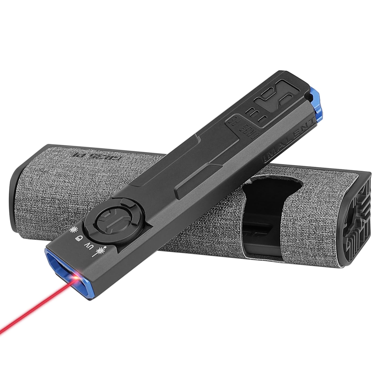 مصباح إيملانيت GR35 قابل لإعادة الشحن EDC، 2800 لومن، 4 في 1: مصباح مع حزم ضوء خضراء، LED UV، ضوء أبيض وضوء فلاش بالألوان الحمراء والزرقاء، قبضة مضادة للانزلاق، هيكل مسطح فائق النحافة للهواء الطلق
