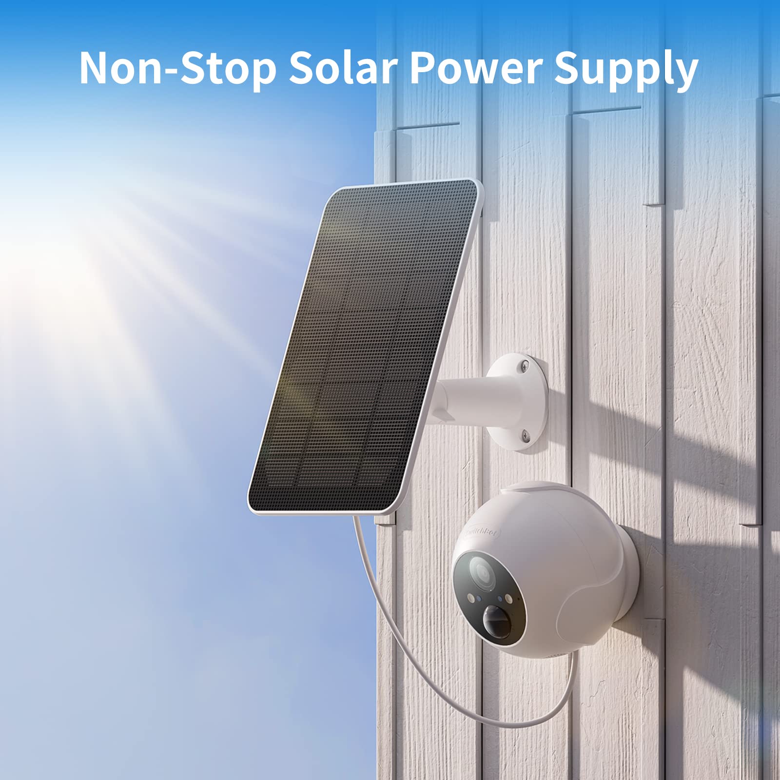 SwitchBot Solar Panel for Outdoor Camera, 5W Solar Panel for Rechargeable Security Camera, Waterproof, 360° Adjustable, Continuous Power Supply, Only Compatible with SwitchBot Outdoor Spotlight Camera