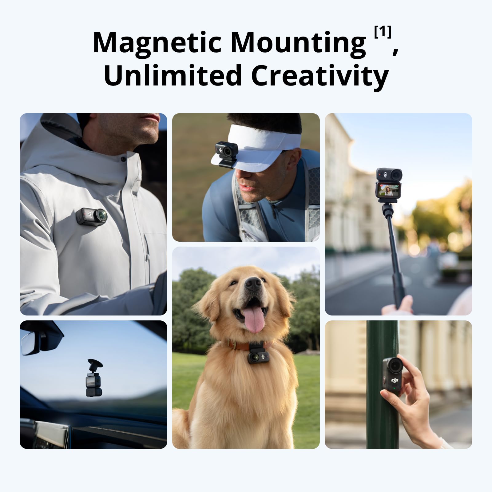 DJI كاميرا نانو ستاندرد كومبو من اوسمو (64GB)، كاميرا تسجيل فيديو صغيرة 4K/60fps مع مستشعر 1/1.3 انش، فيديو مجال رؤية عريض 143 درجة، تسجيل 200 دقيقة، كاميرا POV مغناطيسية 4K للرياضة، اصدار الامارات
