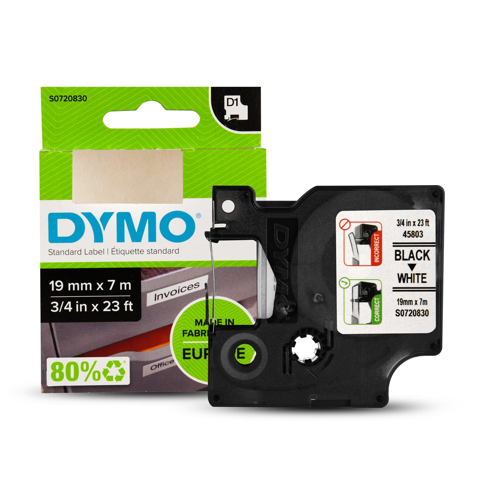 Dymo D1 Replacement Strip 6mm x 7mt - Yellow/Black