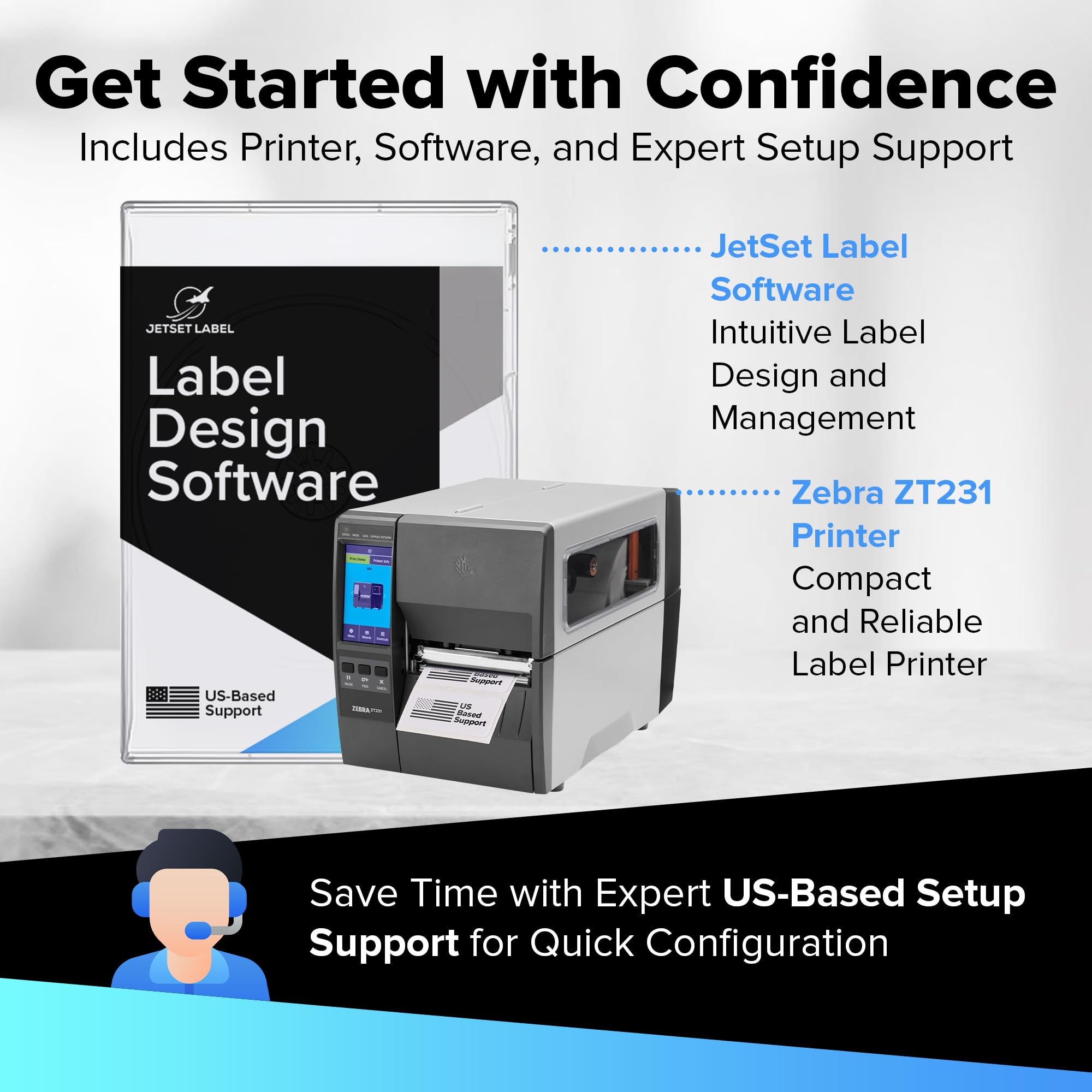 Zebra ZT231 (Replaces Zebra ZT230) | Thermal Transfer and Direct Thermal 203 DPI | ZT23142-T01000FZ | USB, Serial, Ethernet, Bluetooth Connectivity, Tear Bar | Software Included