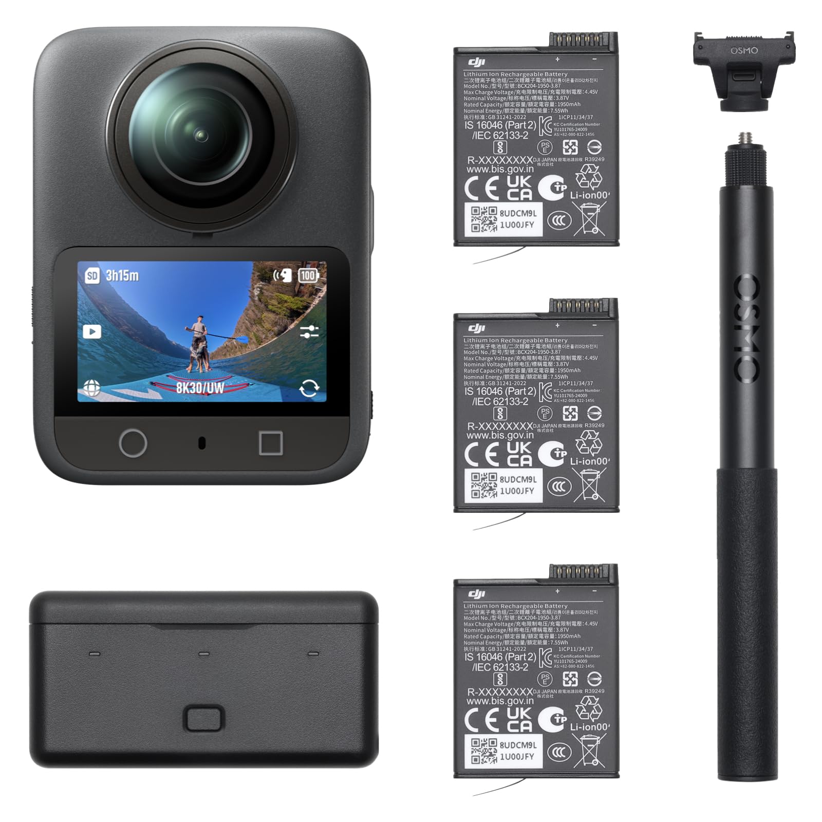 DJI Osmo 360 Adventure Combo, 360 Camera With 1-Inch 360° Imaging, Extended Battery Life With 3 Batteries, Native 8K 360° Video, 4K/120fps & 170° Boost Video, UAE version with Official Warranty
