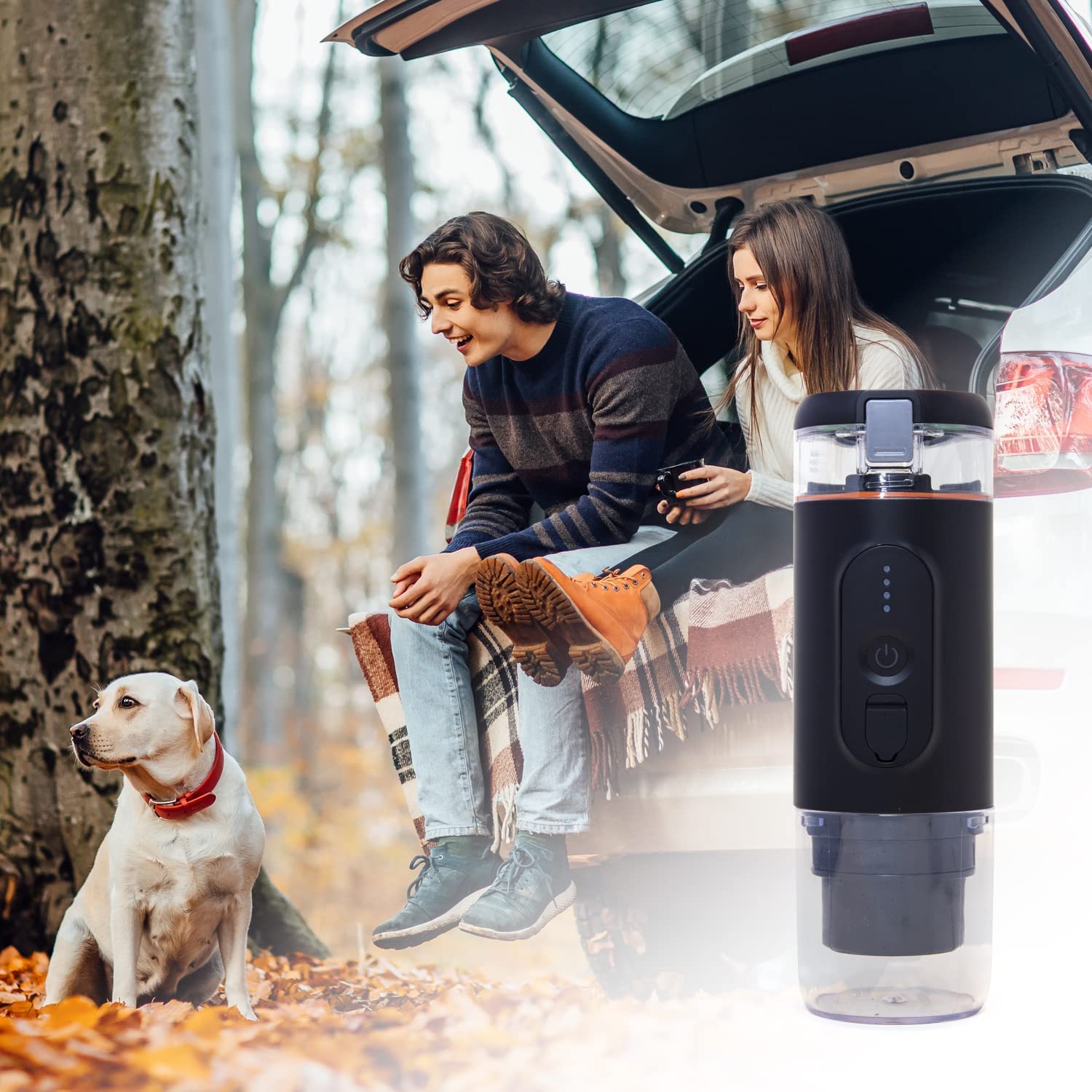 Portable Coffee Maker; Espresso Coffee Maker, Travel Coffee Maker, for Outdoor, Car and Office Use, Compatible with Capsules and Ground Coffee 2 in 1 (Black)