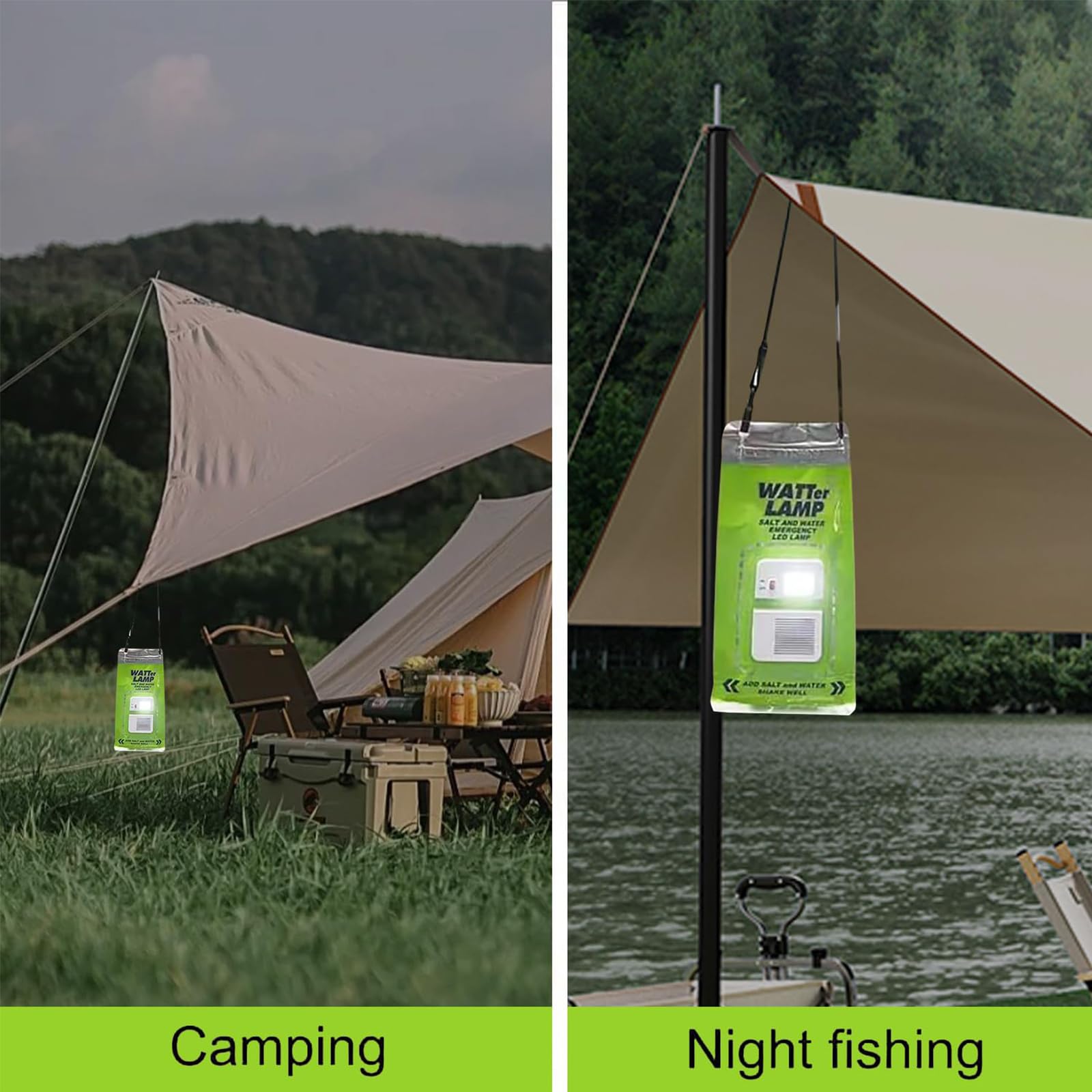 Diameleo Saltwater Lamp - Outdoor Emergency Light, Foldable Saltwater LED Lamp Battery-Free, Portable LED Emergency Light for Camping and Outdoor Saltwater (1 Piece)