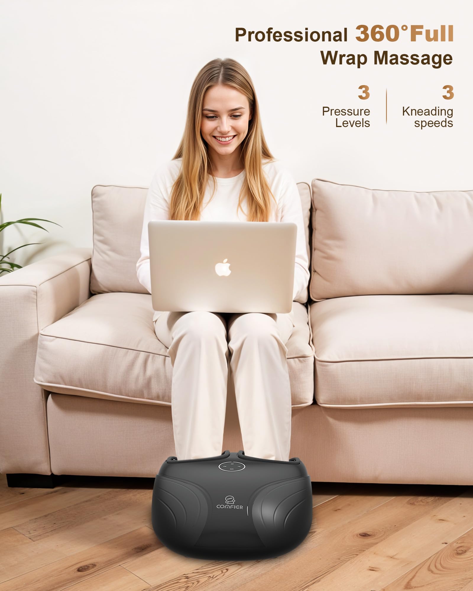 COMFIER Foot Massager with Heat, Shiatsu Foot Massager, Roller Compression for Plantar Fasciitis, Neuropathy, Home Office Use, Gifts