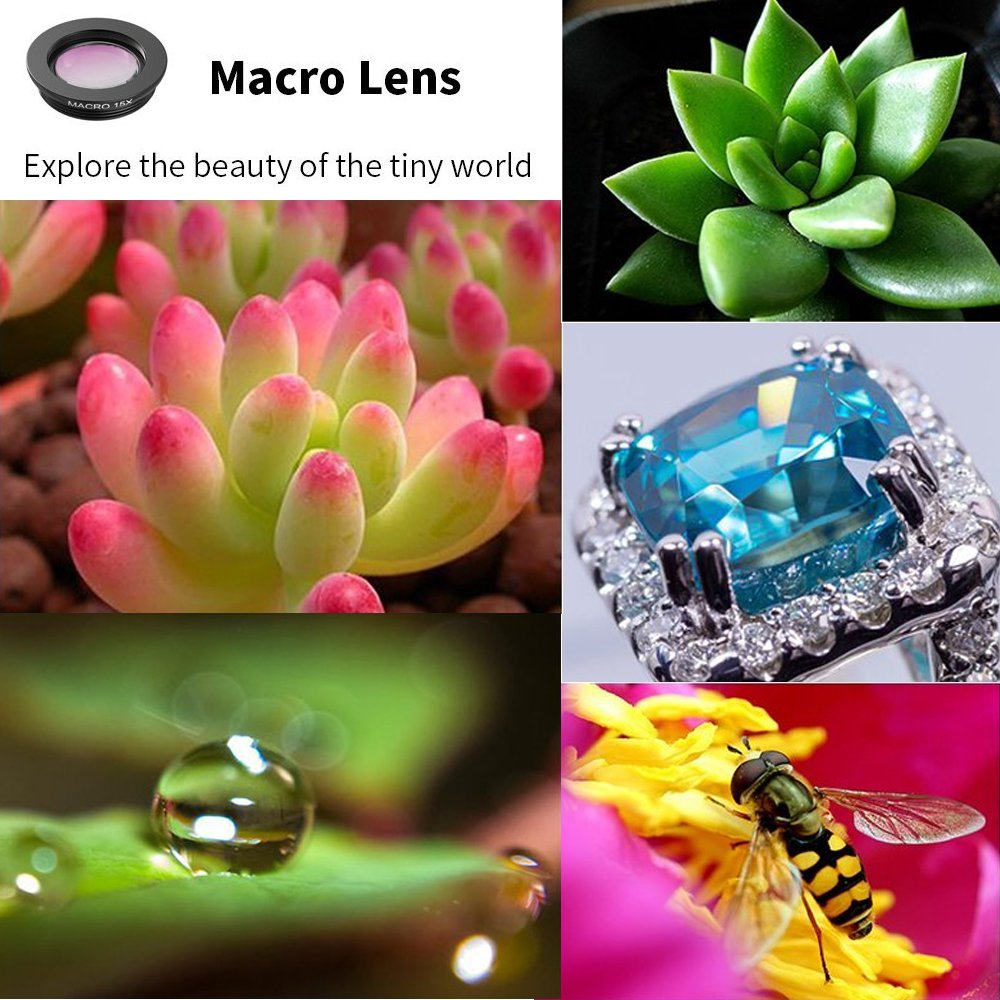 Apexel 10 in 1 Phone Camera lens kit Wide Angle lens, Macro lens, Fisheye lens, Telephoto lens, Kaleidoscope 3/6 lens CPL/Flow/Star/Radial Filter Clip-on Phone for iPhone Samsung Most of Smartphone